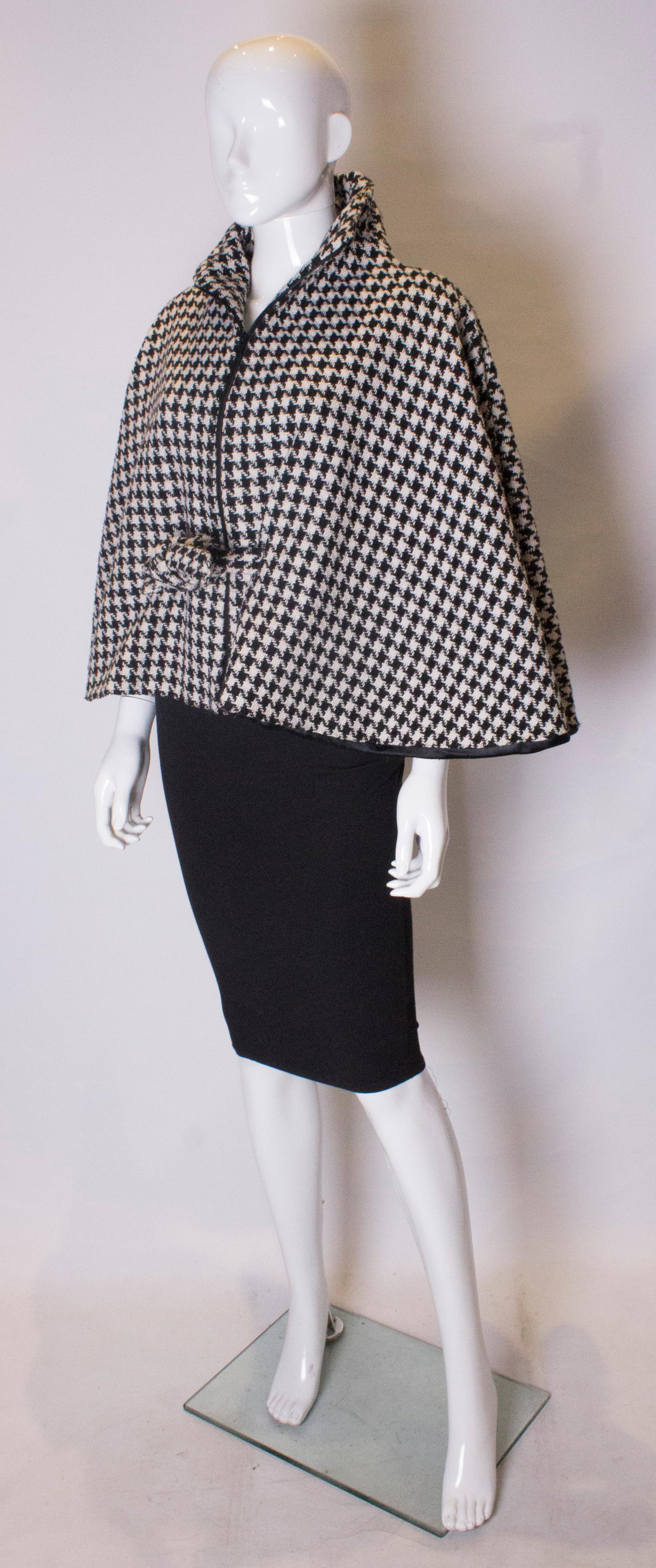 houndstooth cape coat