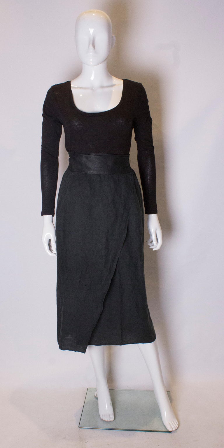 Vintage Versace Linen and Leather Wraparound Skirt For Sale at 1stDibs ...