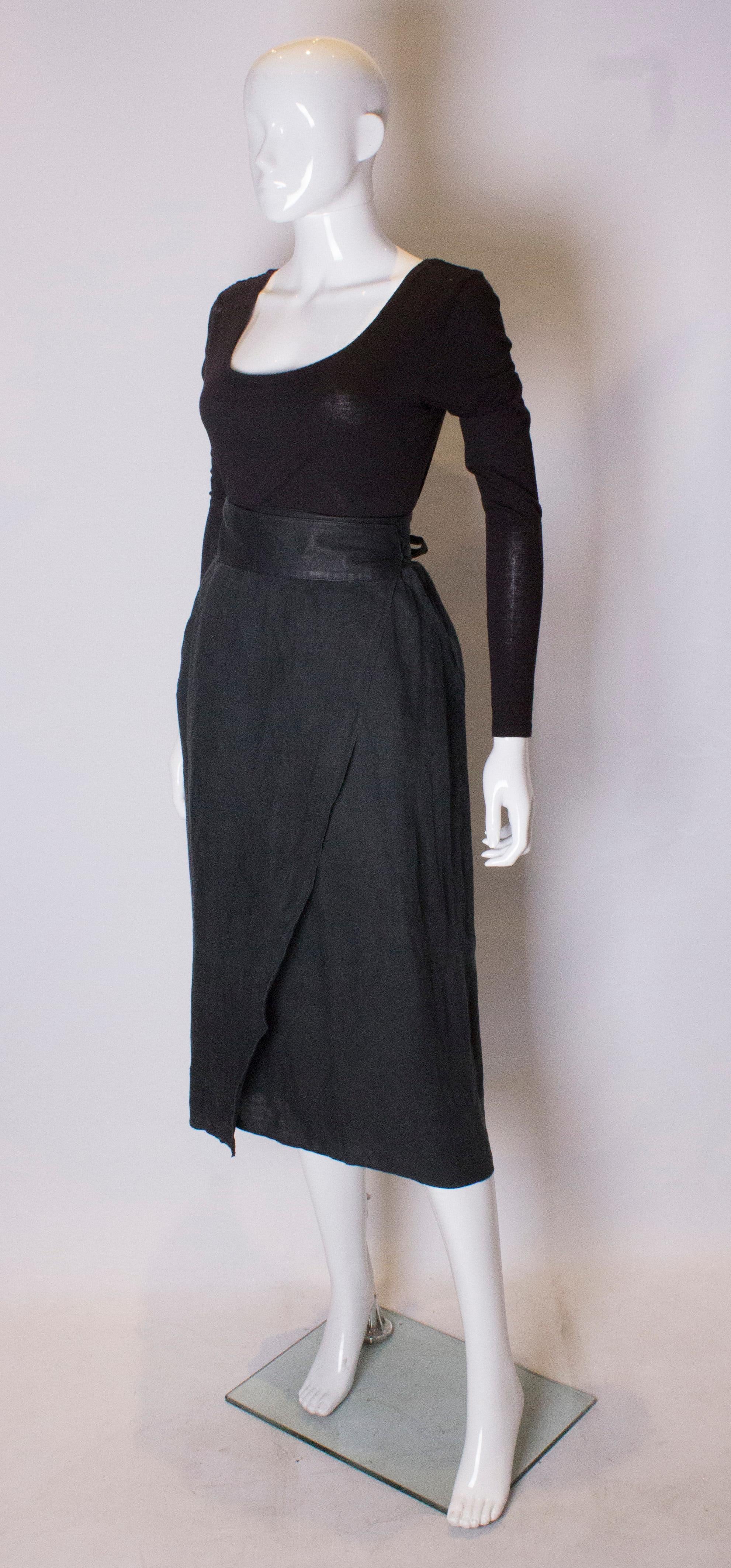 leather wrap around skirt