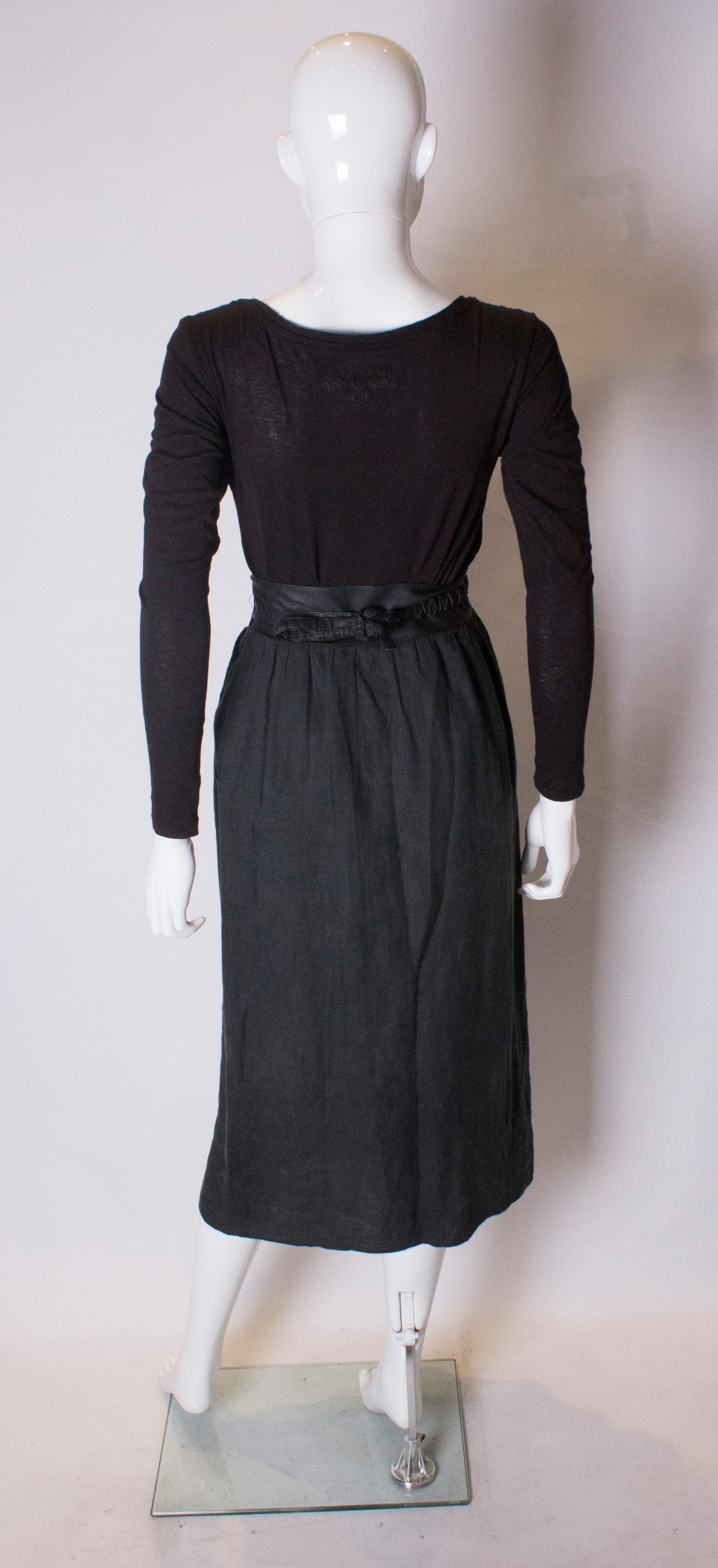 Women's Vintage Versace Linen and Leather Wraparound Skirt For Sale