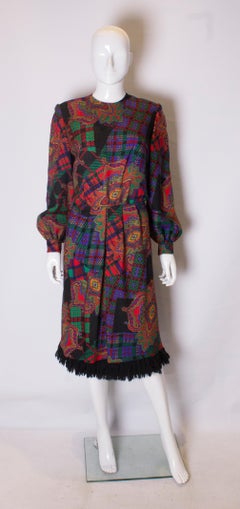 Vintage Donald Campbell Dress with Fringing at Hem