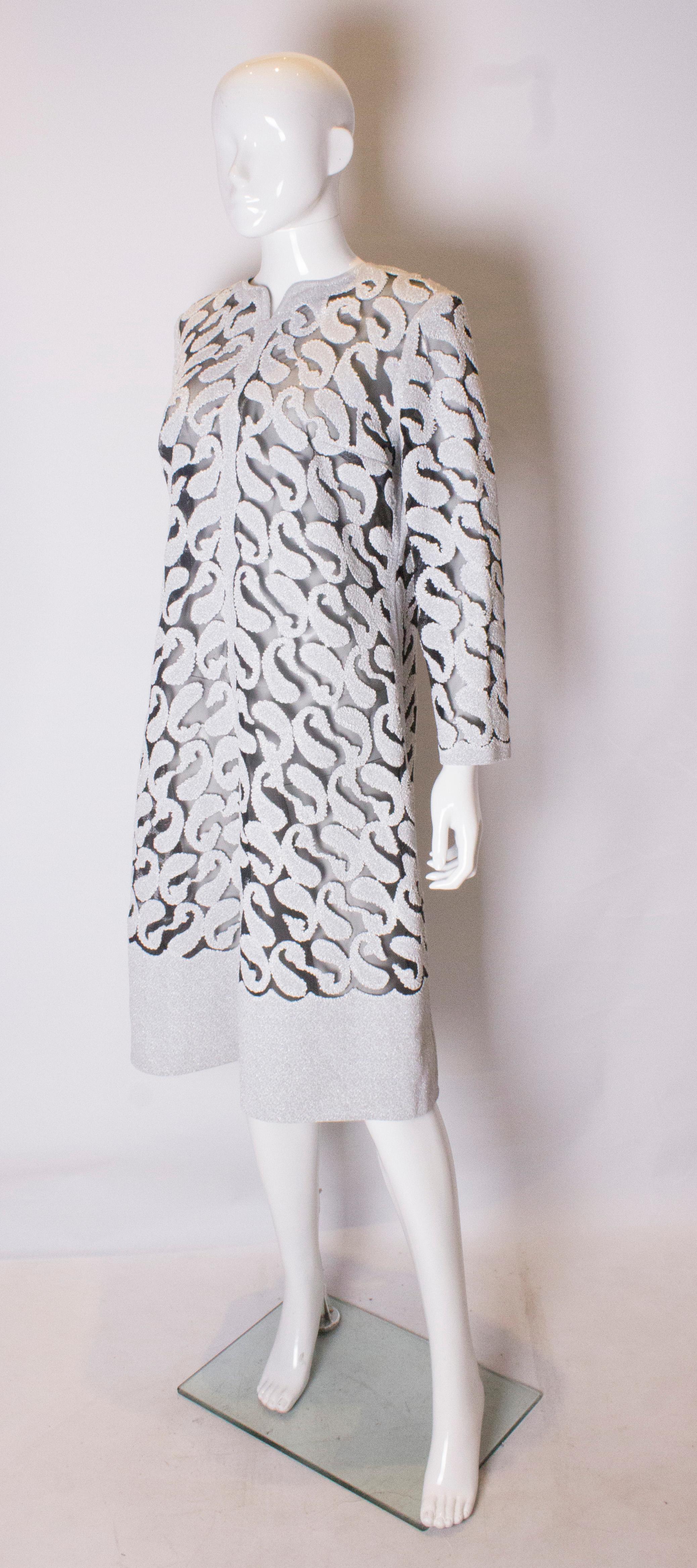 Gray Chic Silver and White Vintage Dress