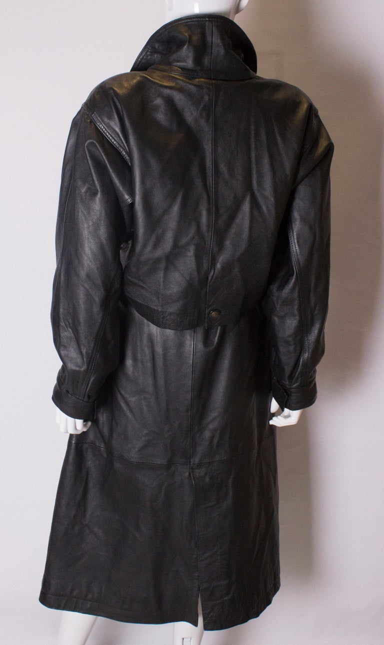 Vintage Soft Leather Black Trench Coat at 1stDibs
