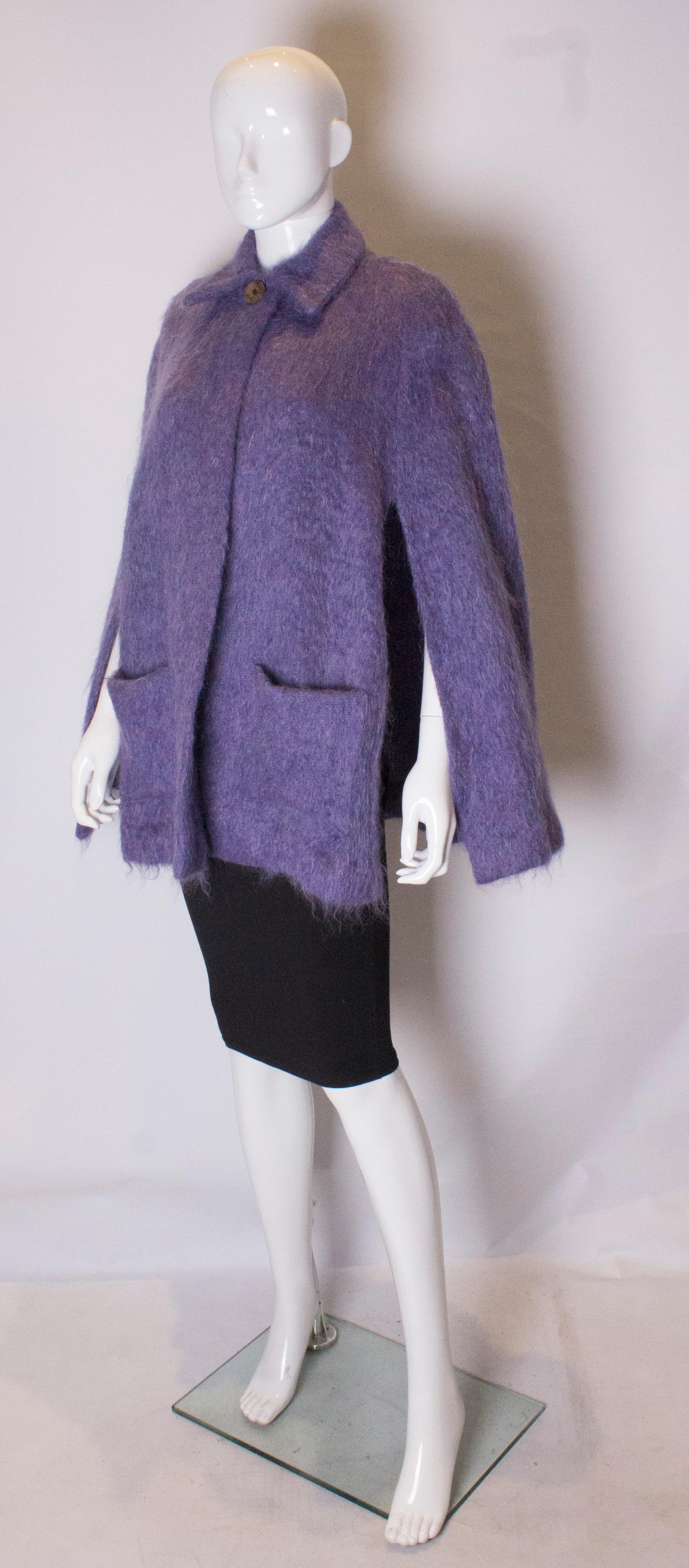 Gray Vintage Lavender Mohair Cape For Sale