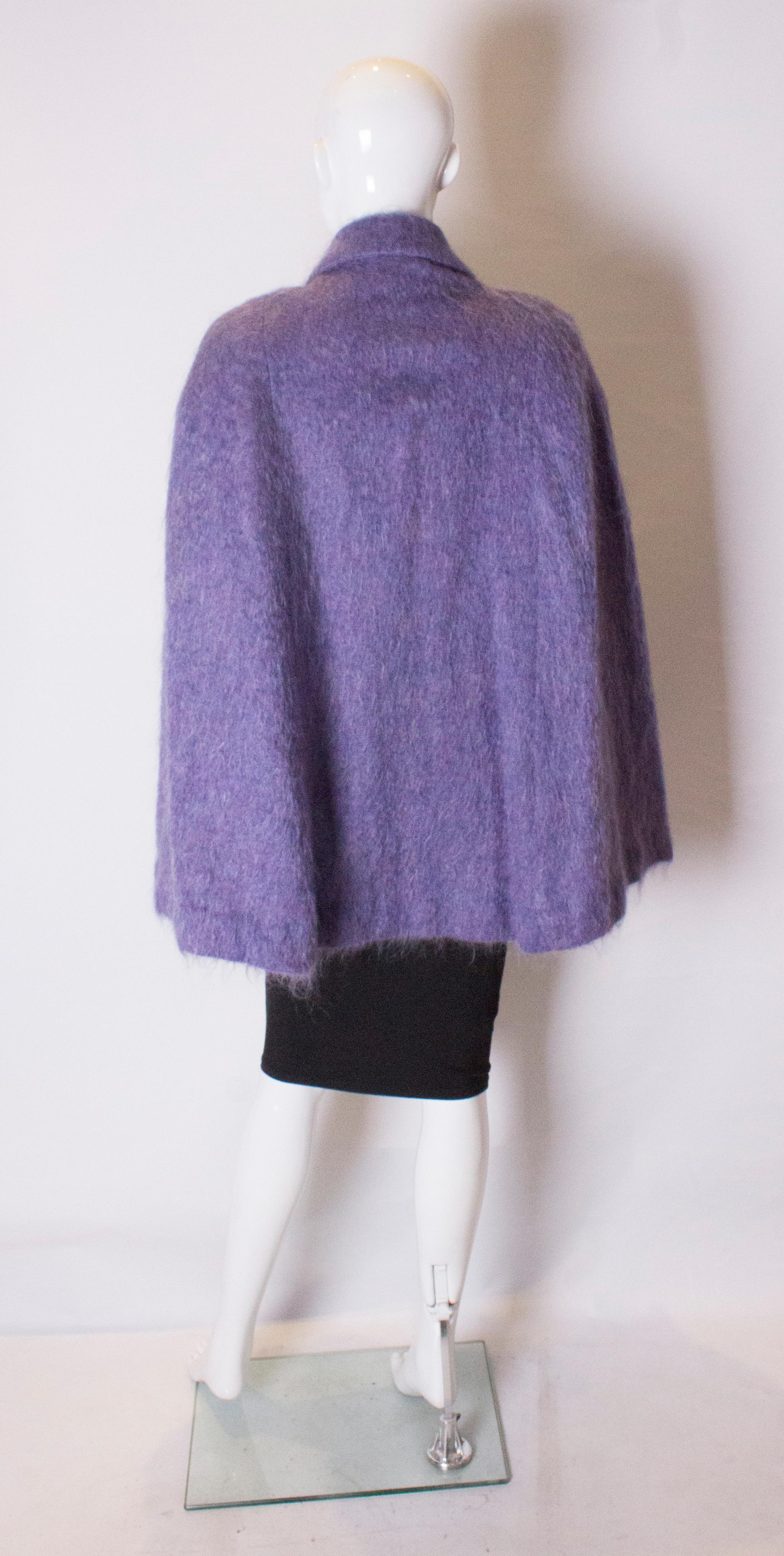 Vintage Lavender Mohair Cape For Sale 2