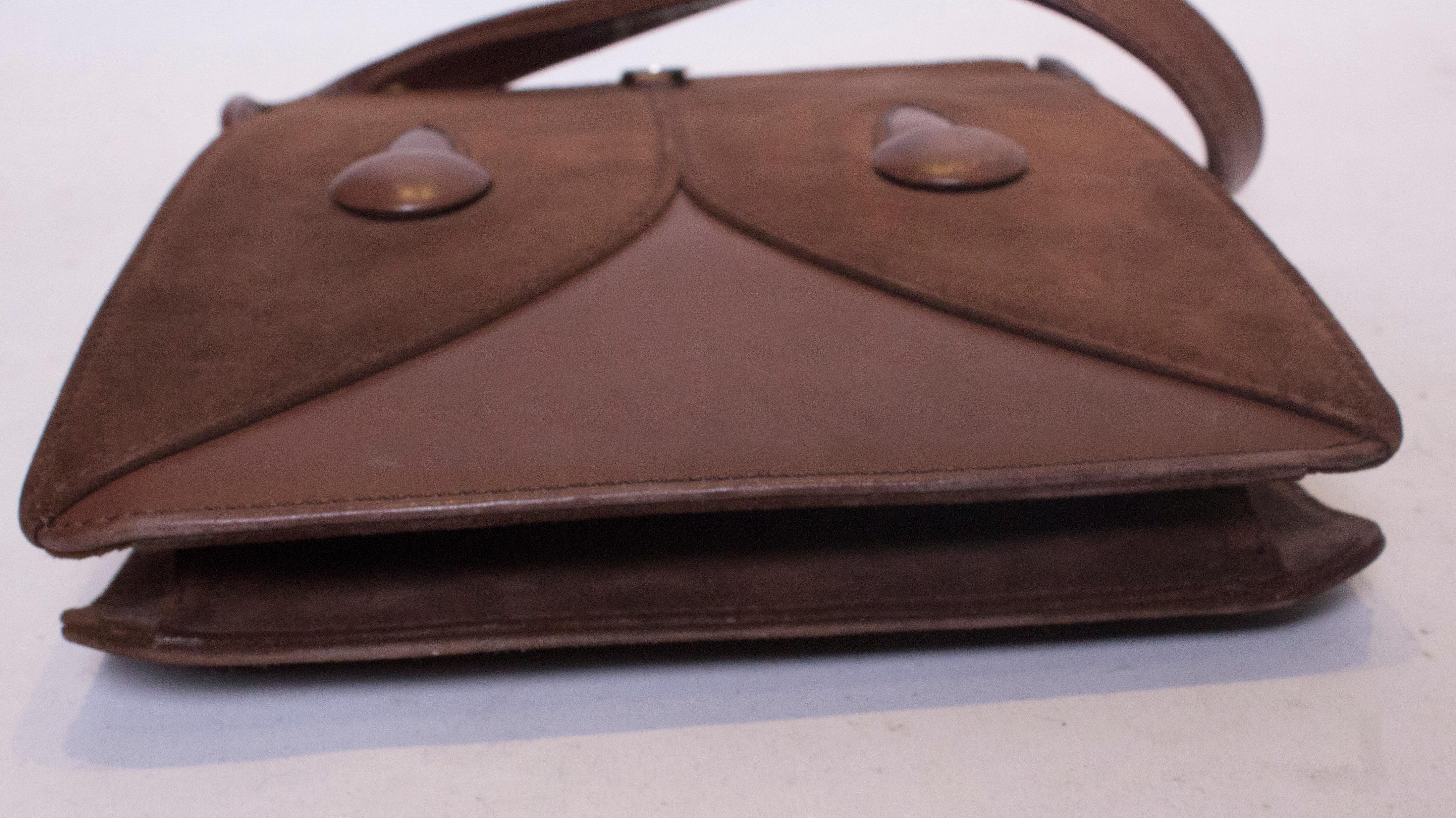 Vintage Brown Suede and Leather Bag In Good Condition In London, GB