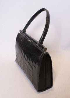 Vintage Black Crocodile Handbag