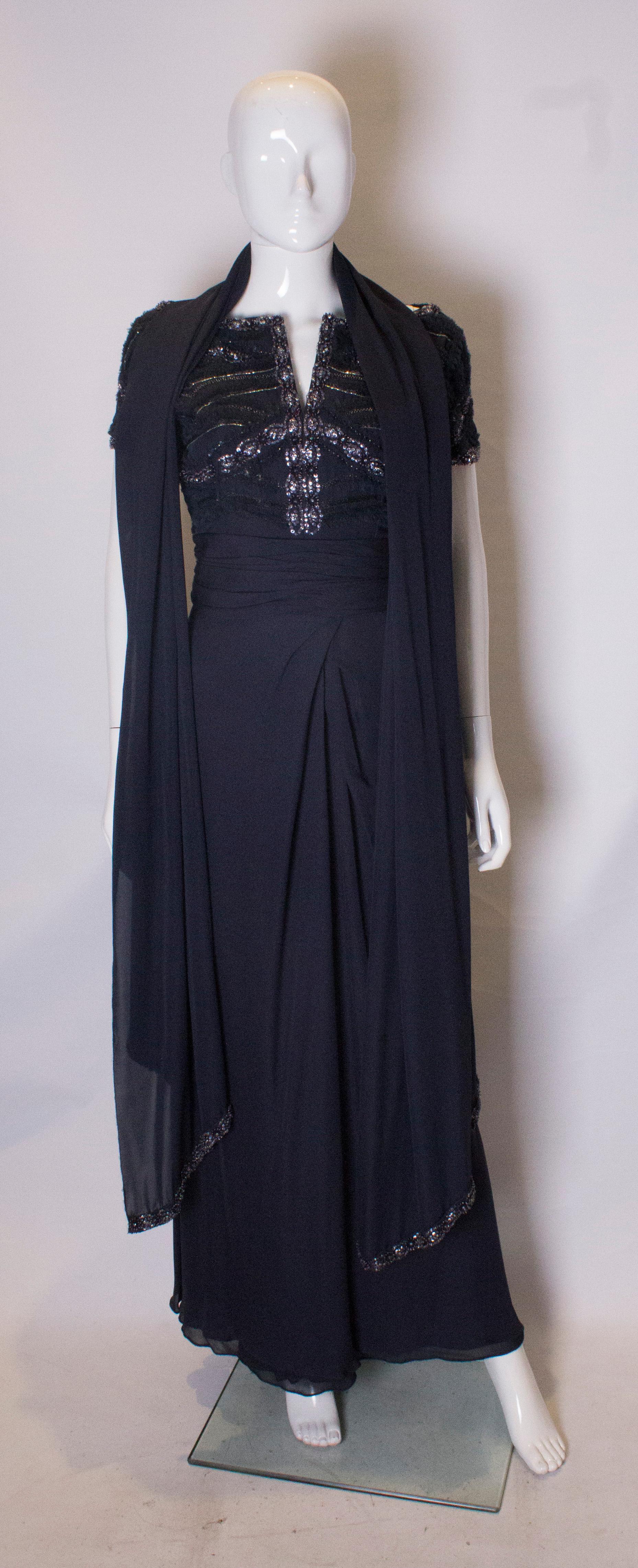 Black Vintage Tomasz Starzewski Couture Evening Gown