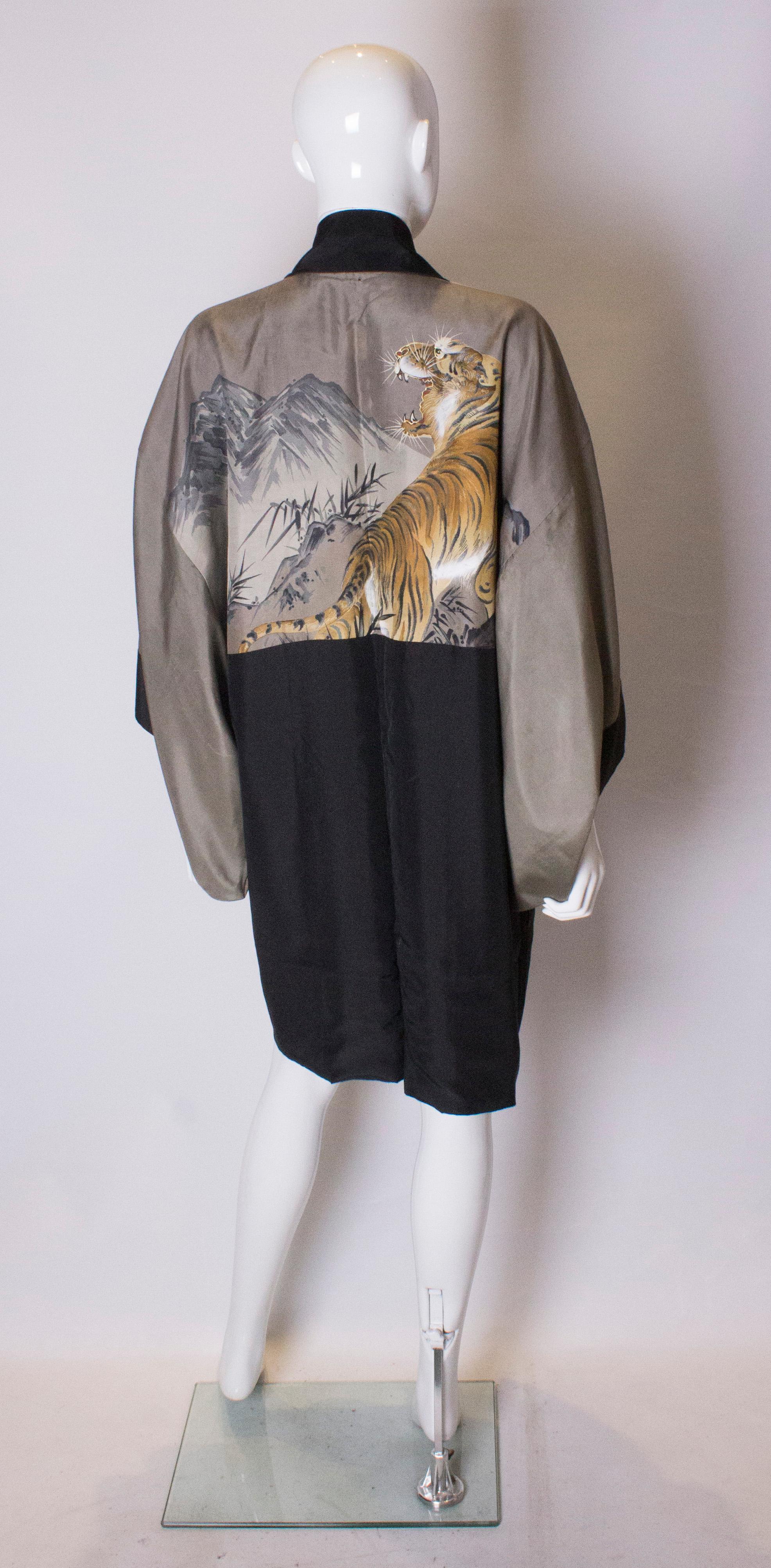 Vintage Silk Kimono with Handpainted Lining 3