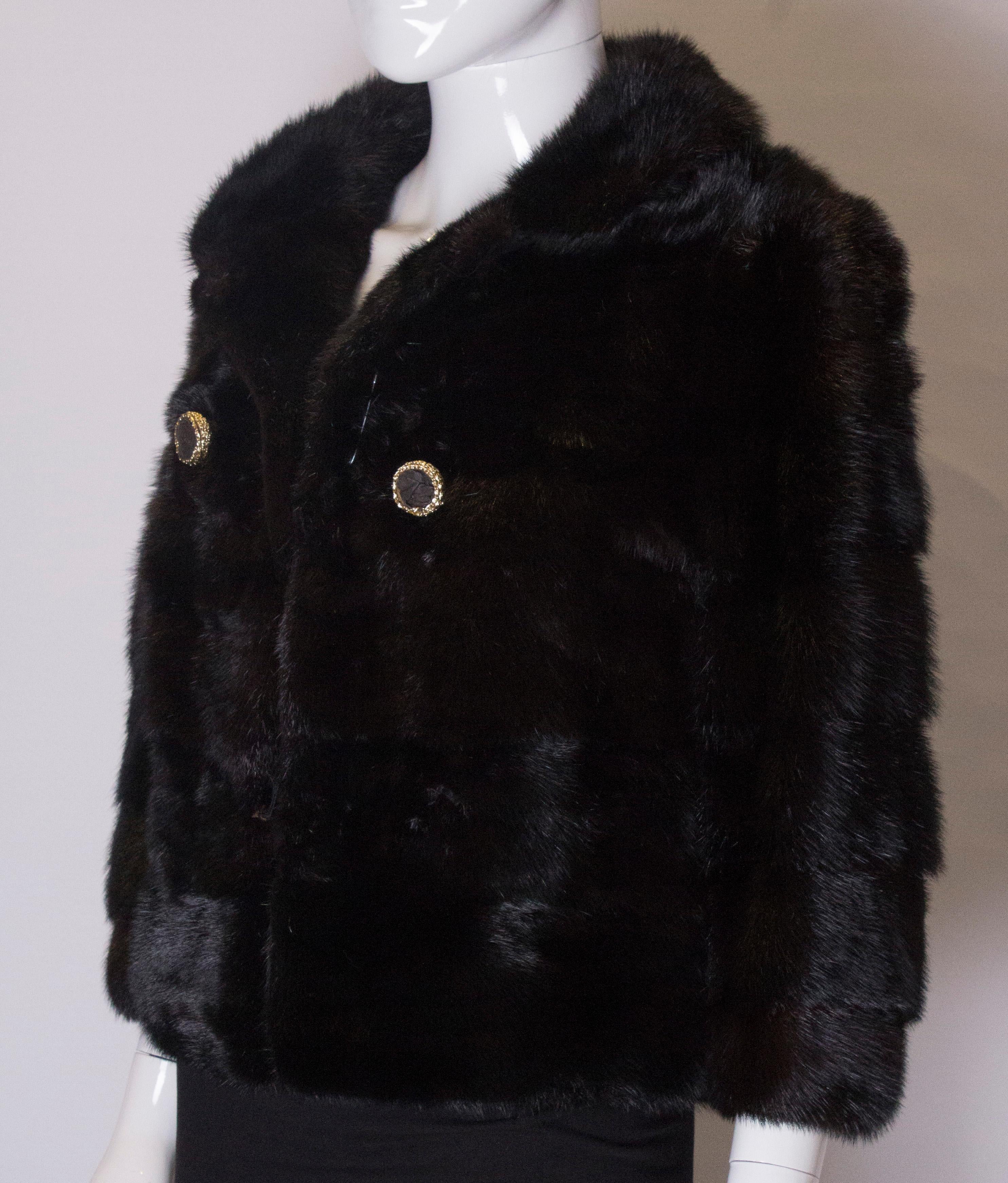 Vintage Dark Mink Jacket  In Good Condition For Sale In London, GB