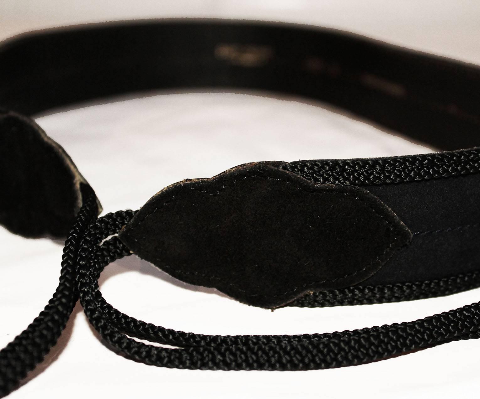 Women's 1980s YSL Black Suede Rope Tie Belt