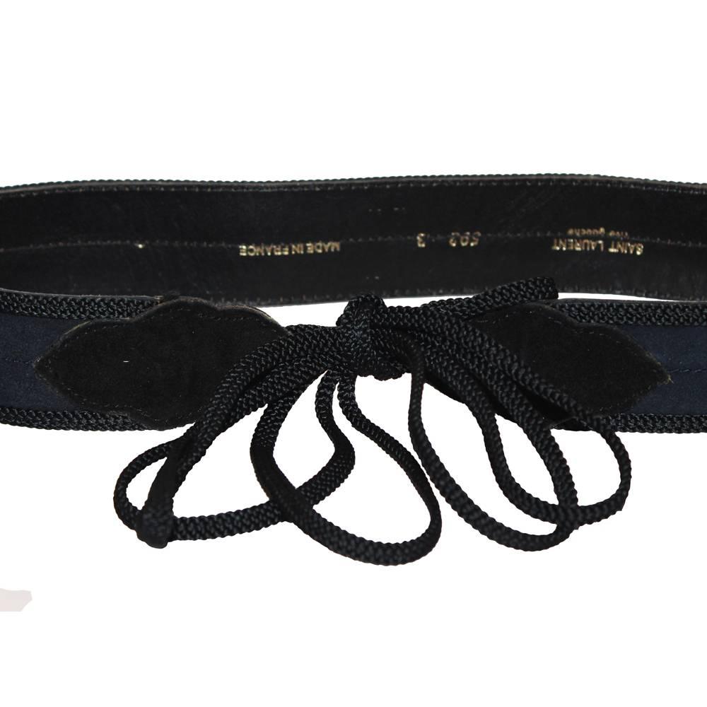 1980s YSL Black Suede Rope Tie Belt In Excellent Condition In London, GB