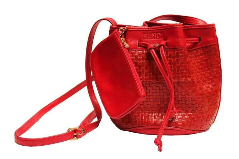 1970s Fendi Red Woven Leather Bucket Bag at 1stDibs  fendi red bucket bag,  red woven leather bag, red fendi bucket bag