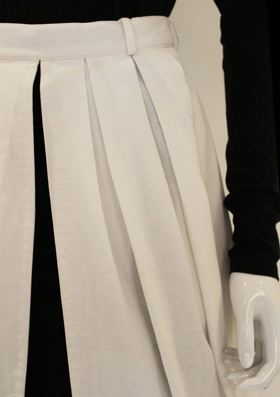 1980s Michael Kors White Cotton Pleated Skirt 1