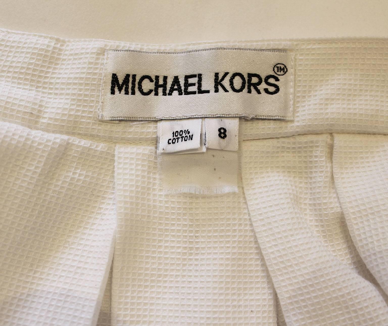 1980s Michael Kors White Cotton Pleated Skirt 4
