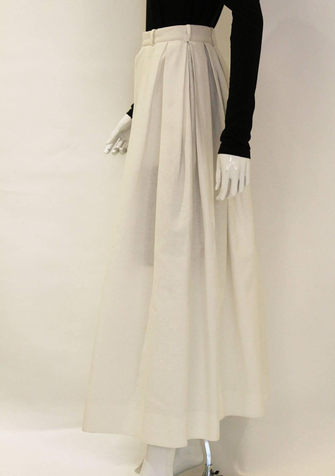 1980s Michael Kors White Cotton Pleated Skirt In Excellent Condition In London, GB