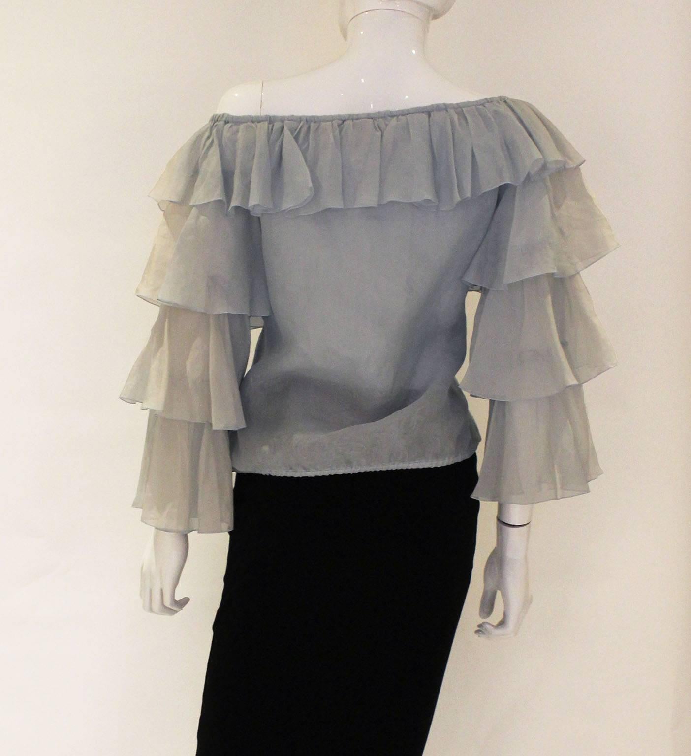 Vintage Valentino Roma Silk Blouse with Ruffle neckline 1