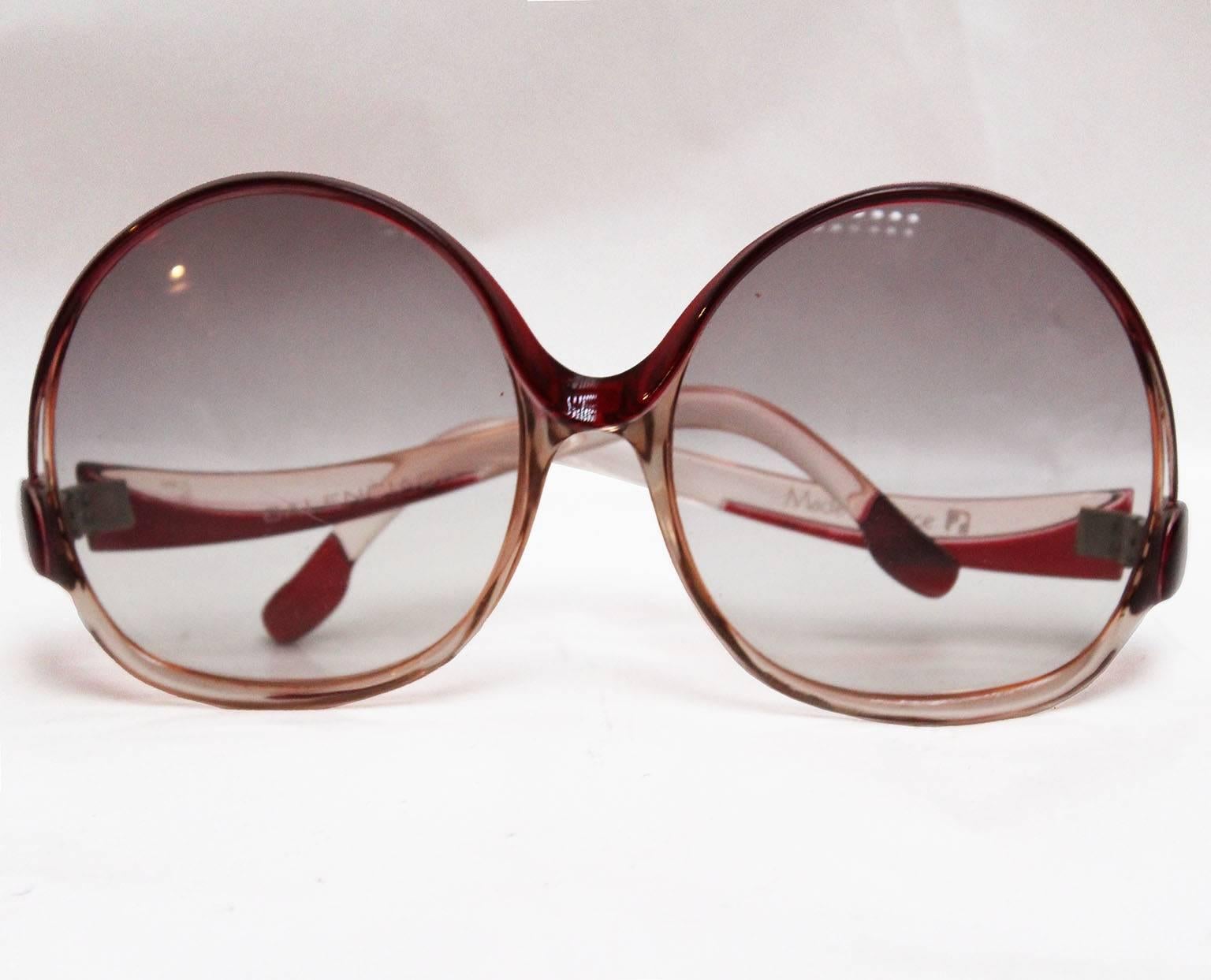 1980s Balenciaga Burgundy Wide Rim Sunglasses 3
