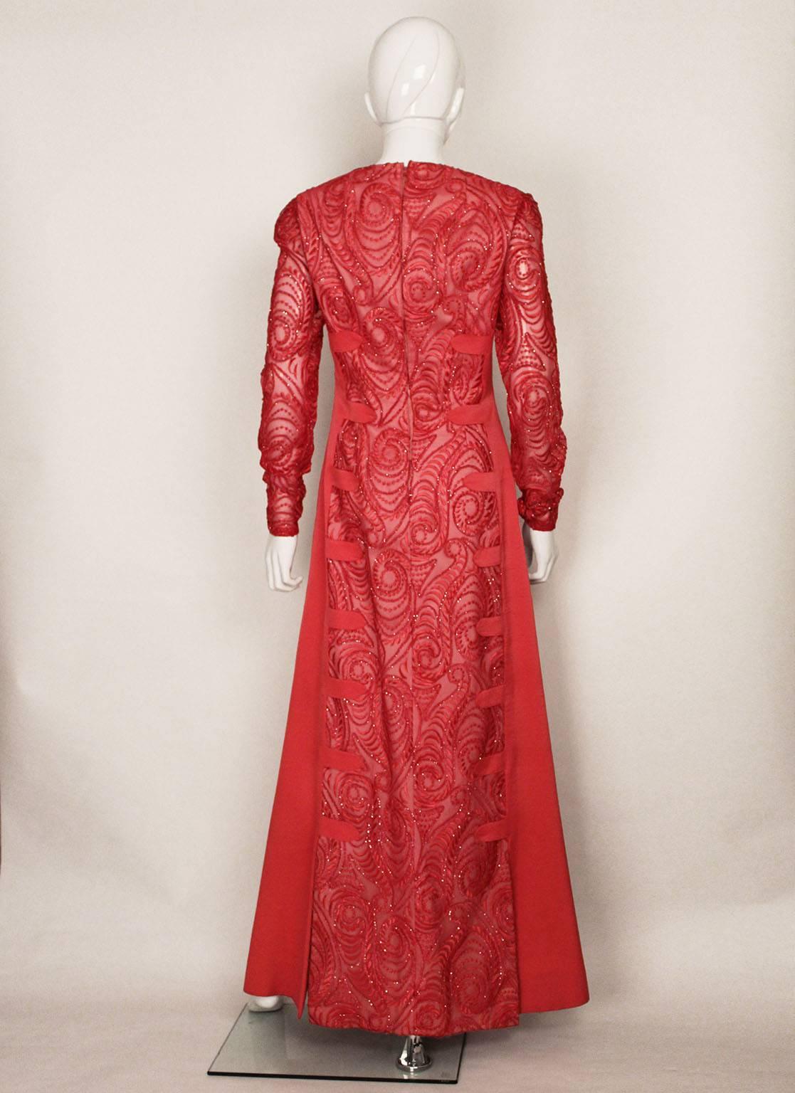 1960s Christian Dior Rose Pink Devoree and Silk Dress In Good Condition In London, GB