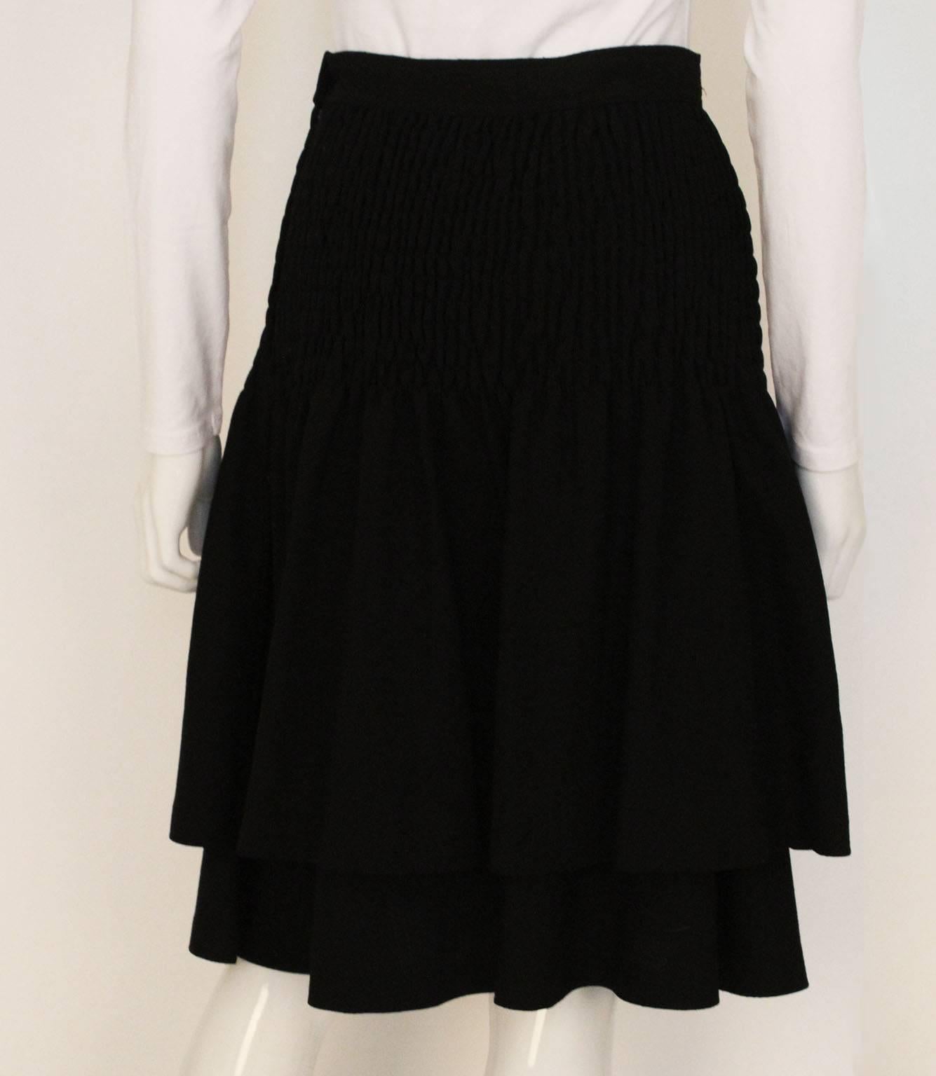 Women's 1980s Valentino Black Wool Skirt