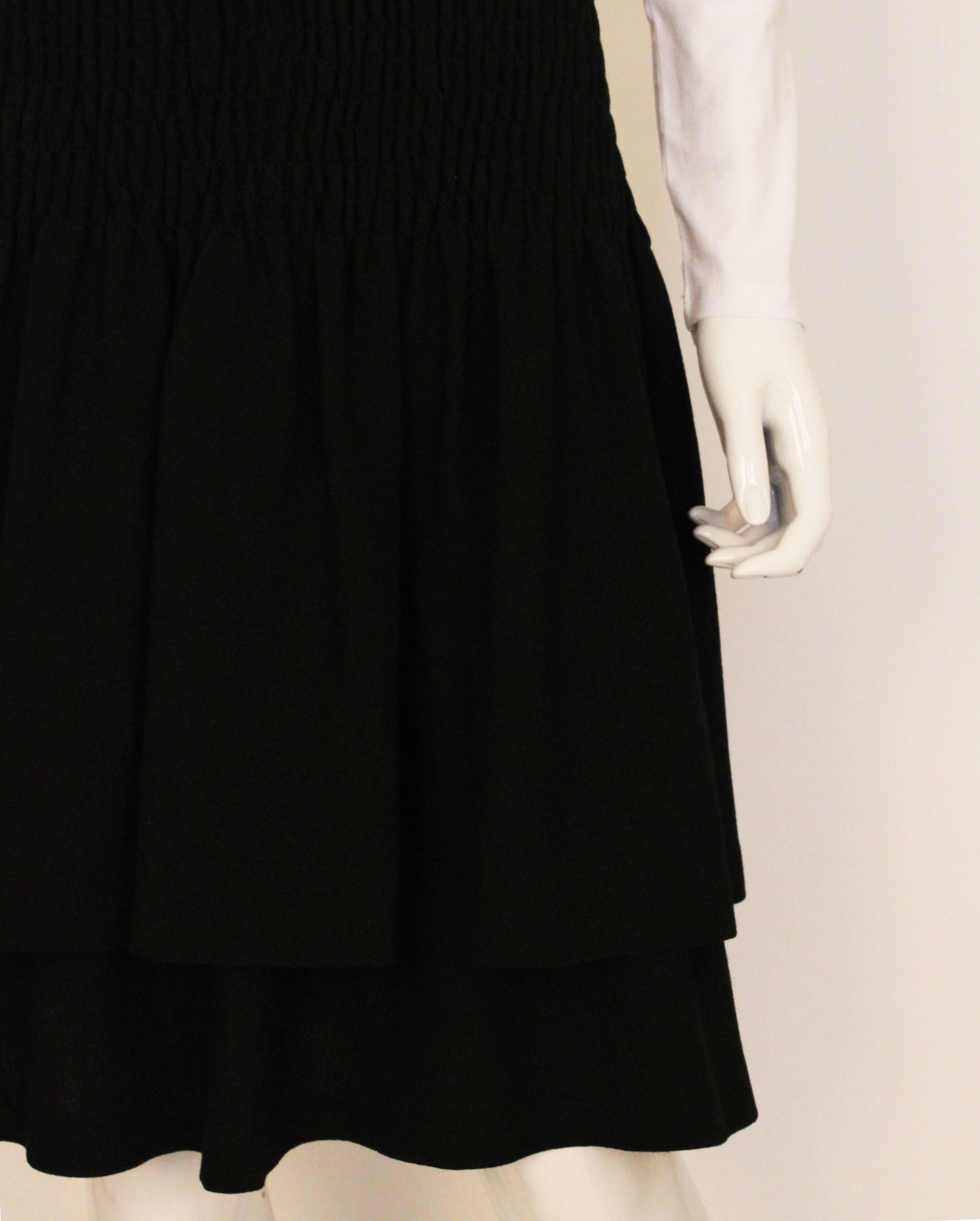 1980s Valentino Black Wool Skirt 2