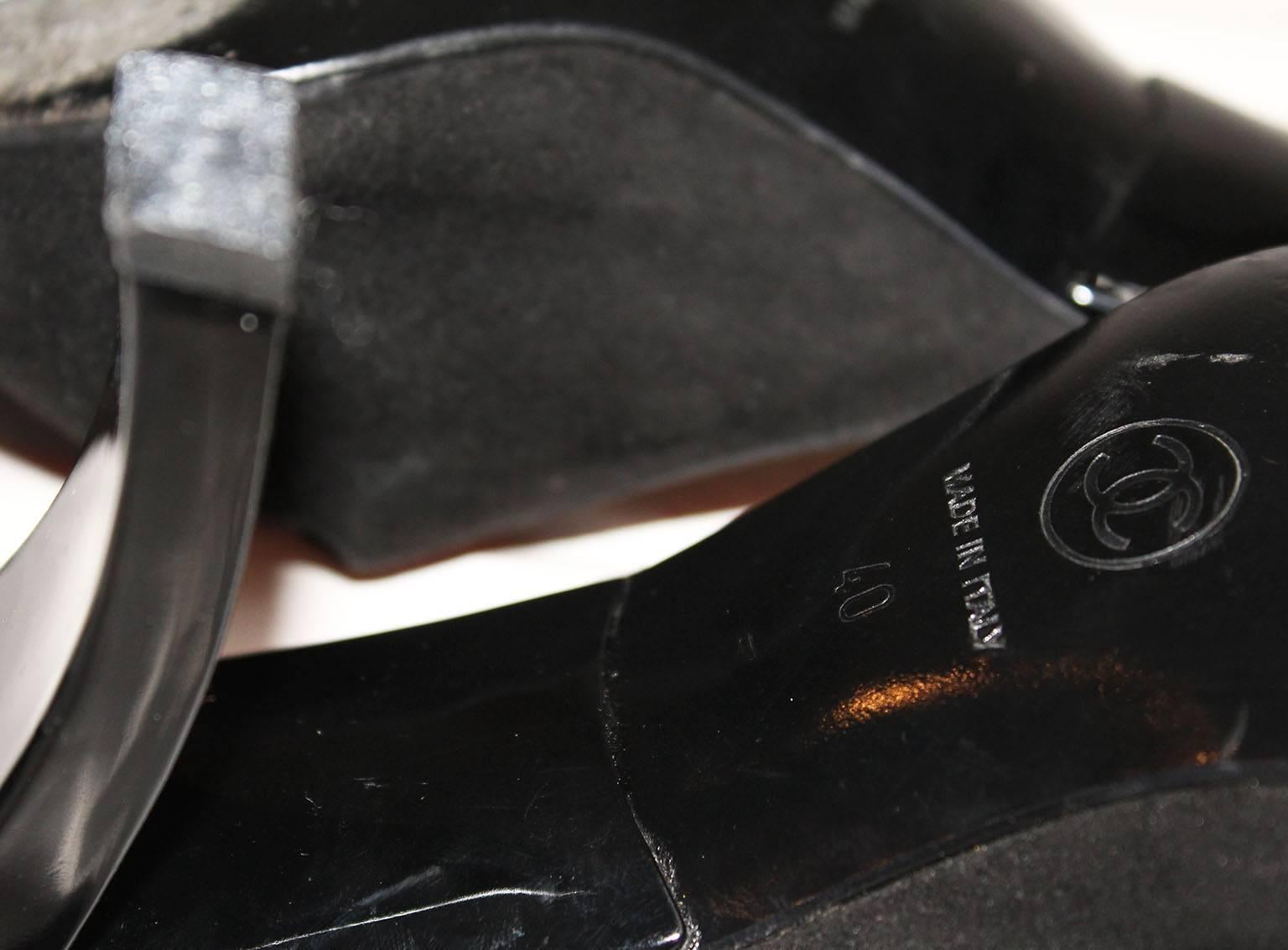 1990s Chanel Black Suede Mules 4
