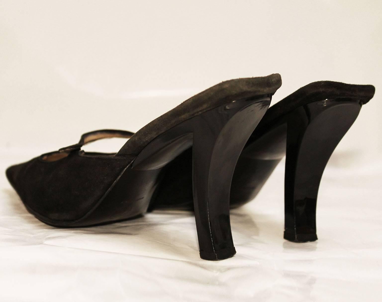 Women's 1990s Chanel Black Suede Mules