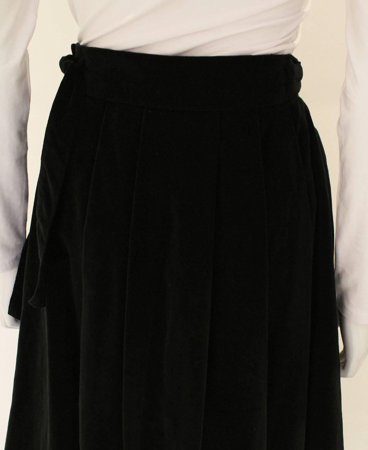 Vintage 1970s Christian Dior Black Velvet Skirt 1