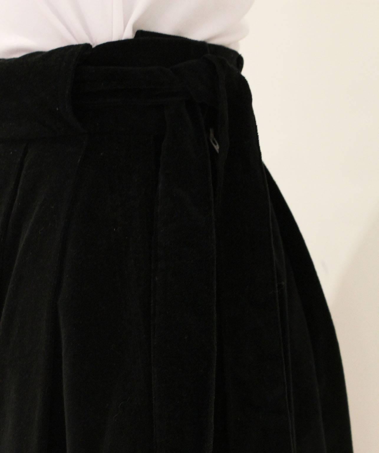 Vintage 1970s Christian Dior Black Velvet Skirt 2