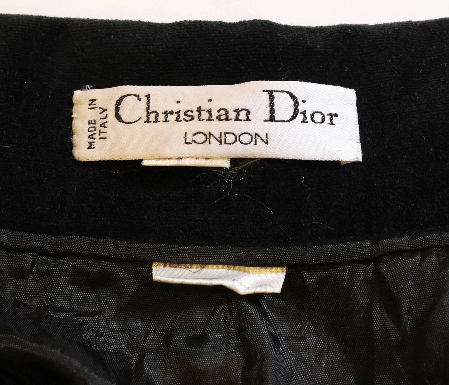 Vintage 1970s Christian Dior Black Velvet Skirt 3