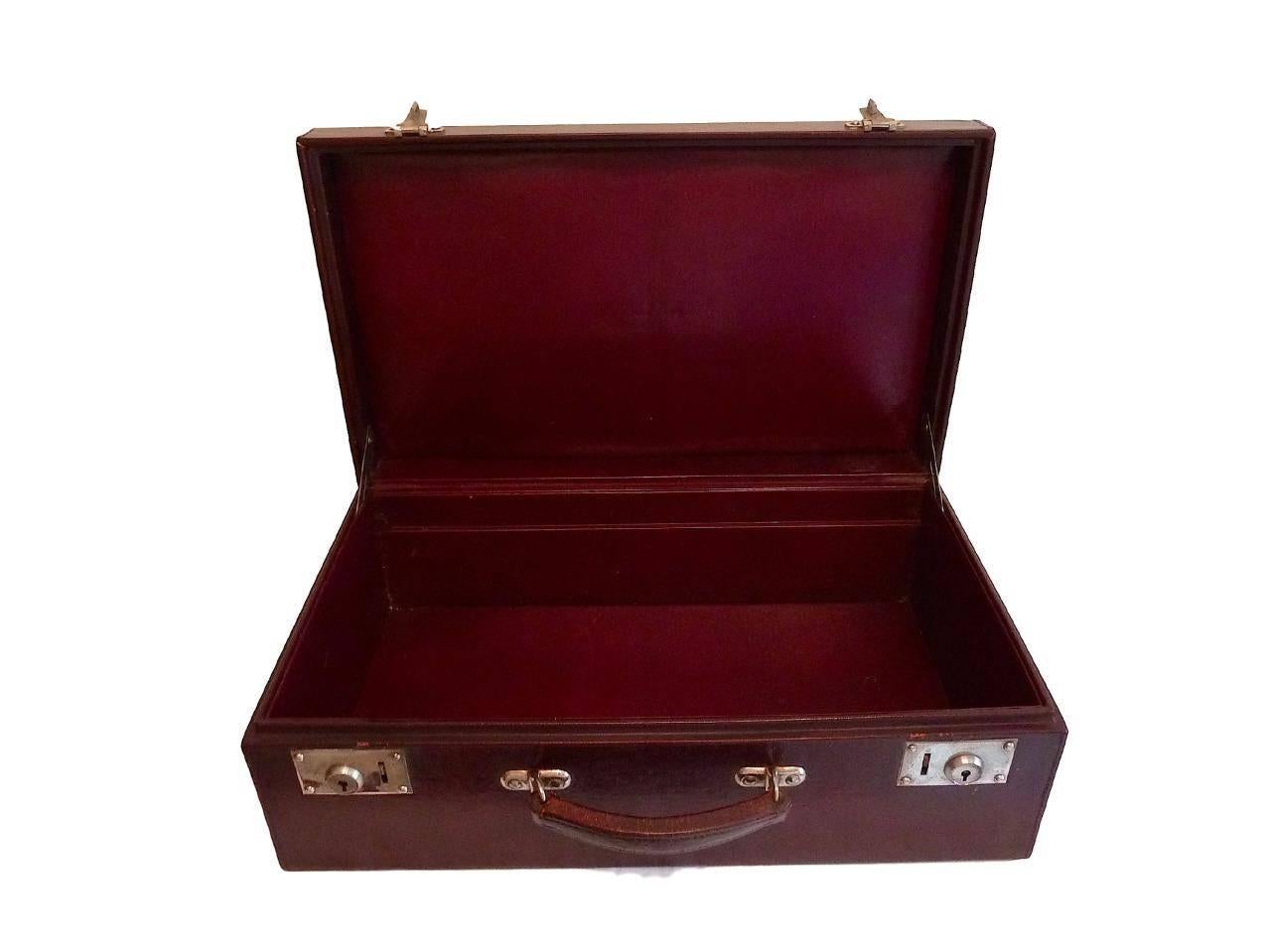 Rare 1940's Louis Vuitton Burgundy Leather Double Vanity Travelling Case 1