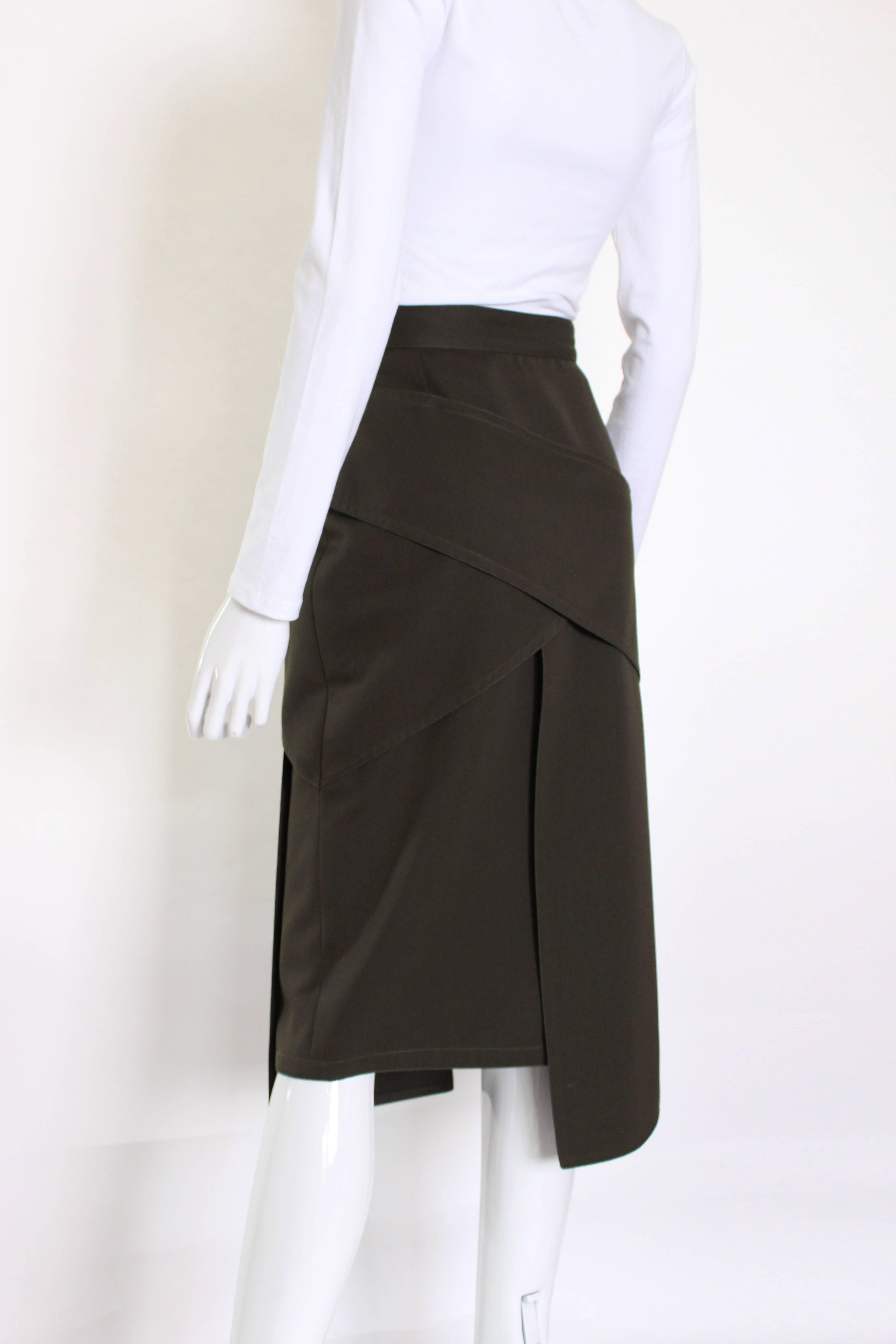 Gianni Versace Khaki Green Wool Skirt In New Condition In London, GB