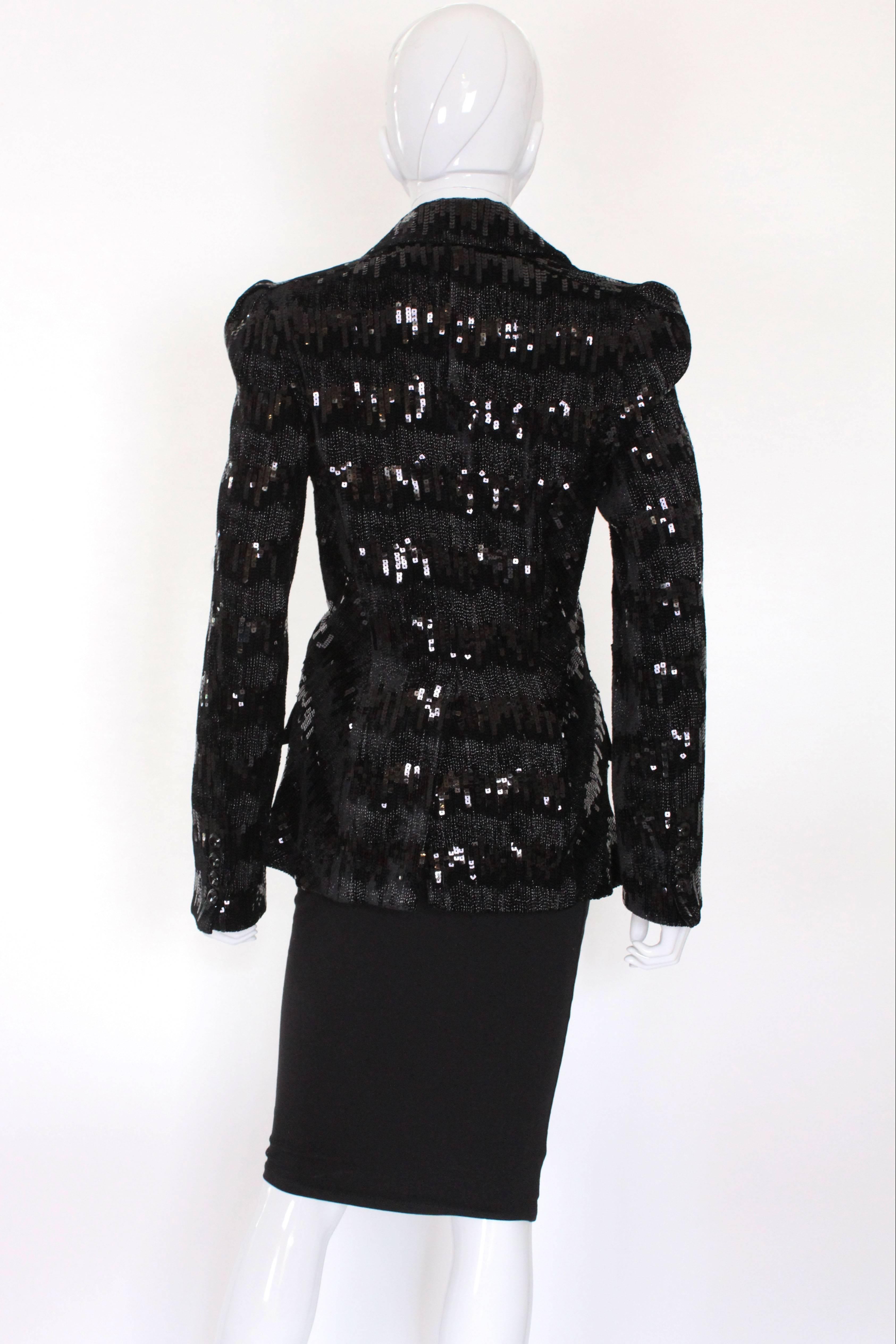 Mid 2000s Black Sequin Diane von Furstenerg Jacket 1