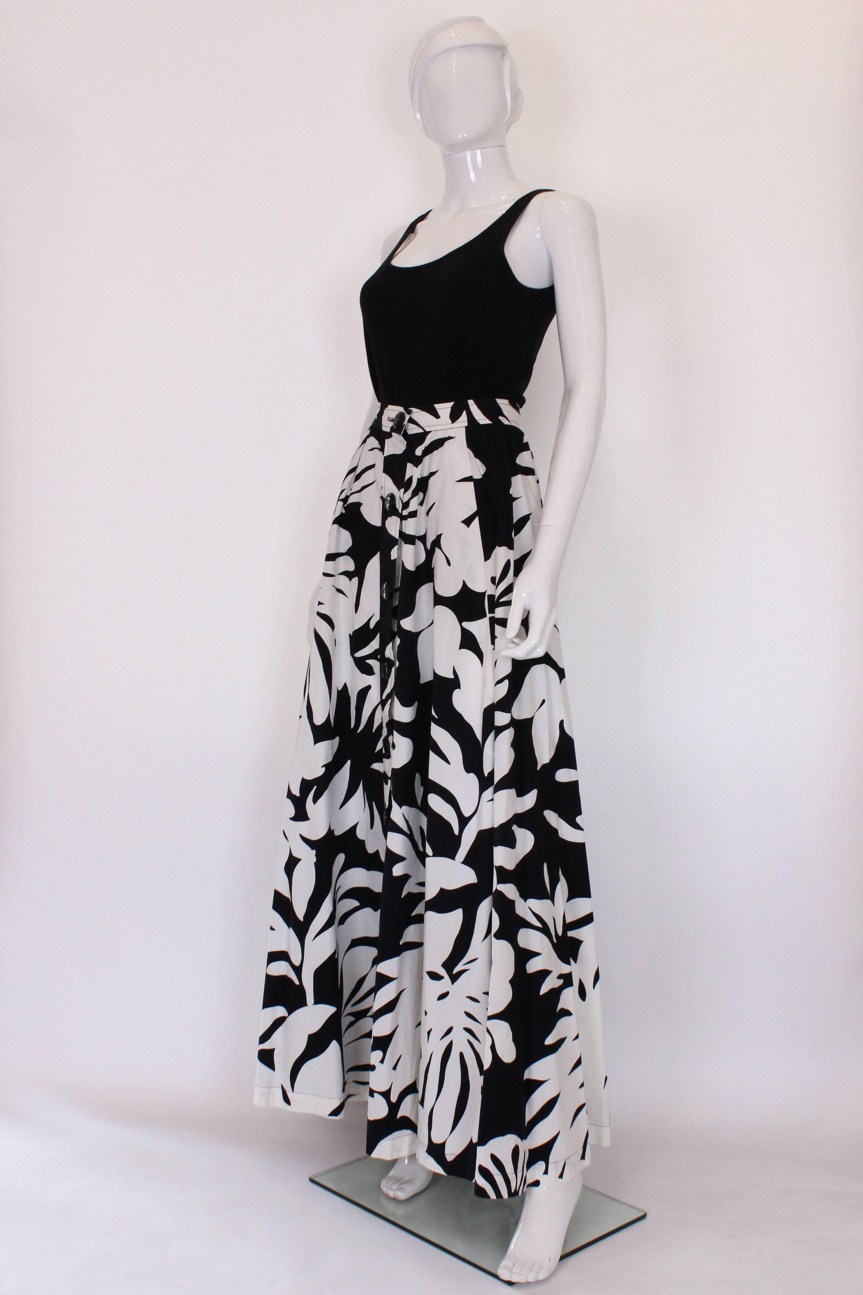 1980s YSL Monochrome Printed Full Maxi Skirt In Excellent Condition In London, GB