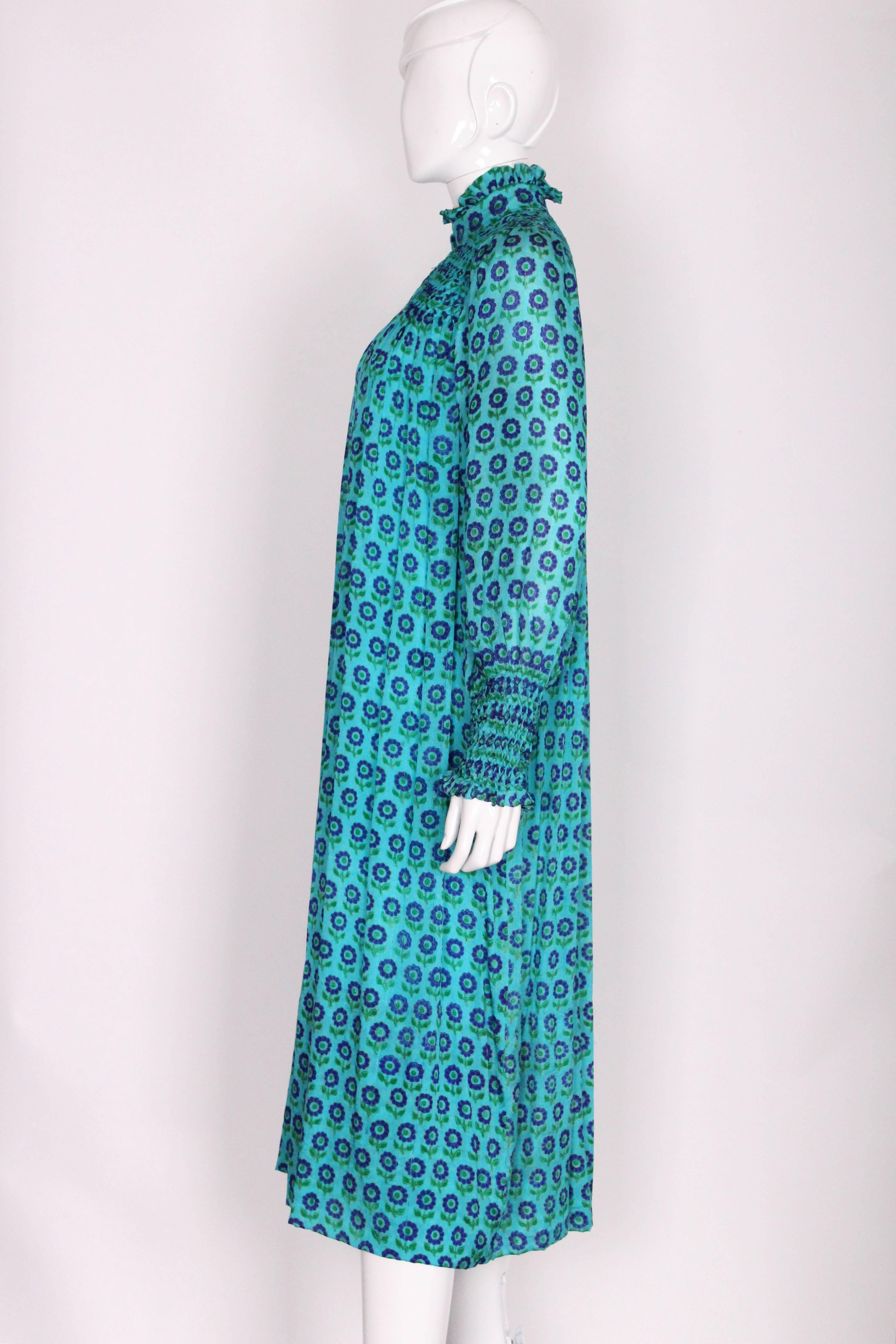 1970s Harrods Silk Smock Dress In Good Condition In London, GB