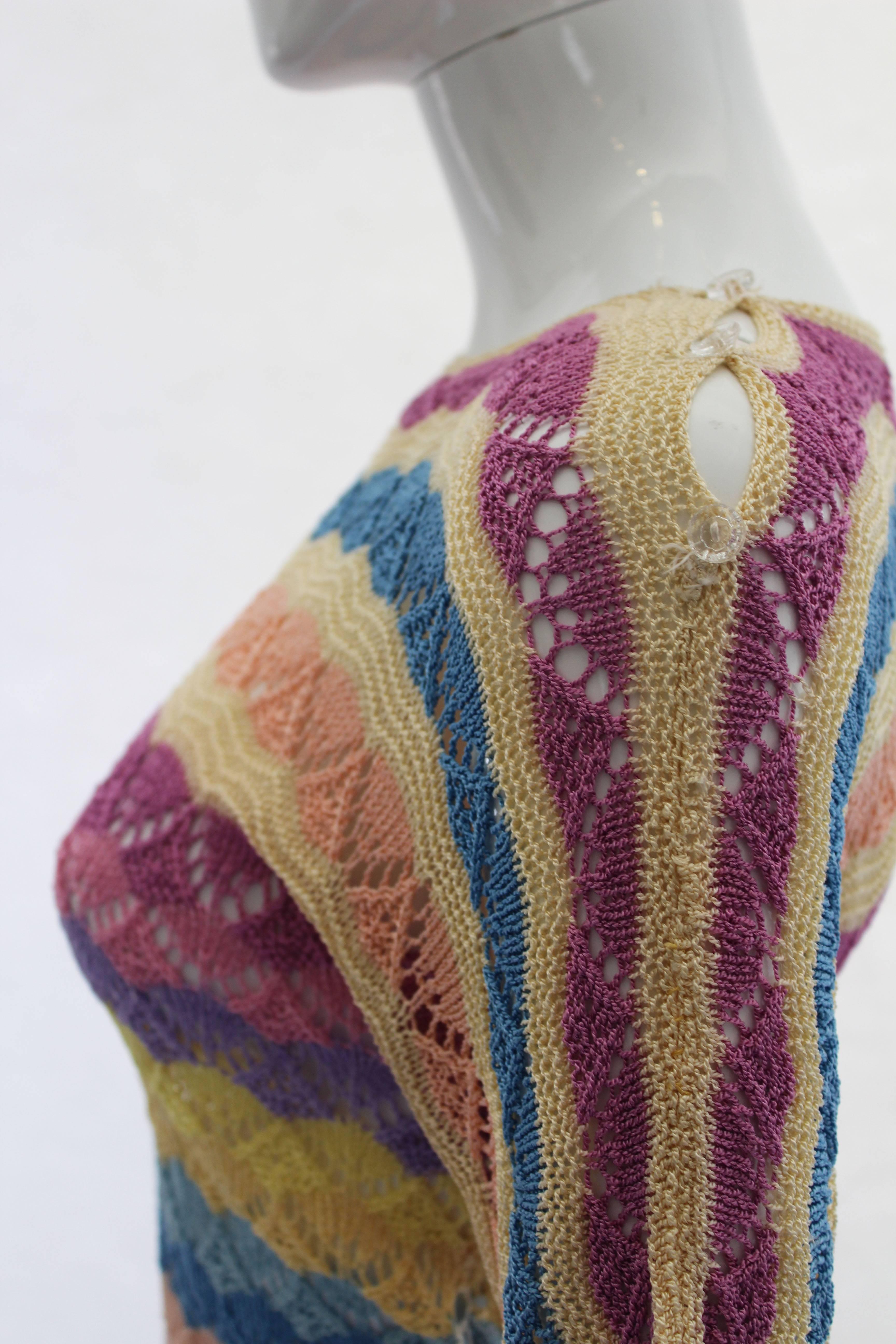 1920s Multicolour Stripe Crochet Jumper 1