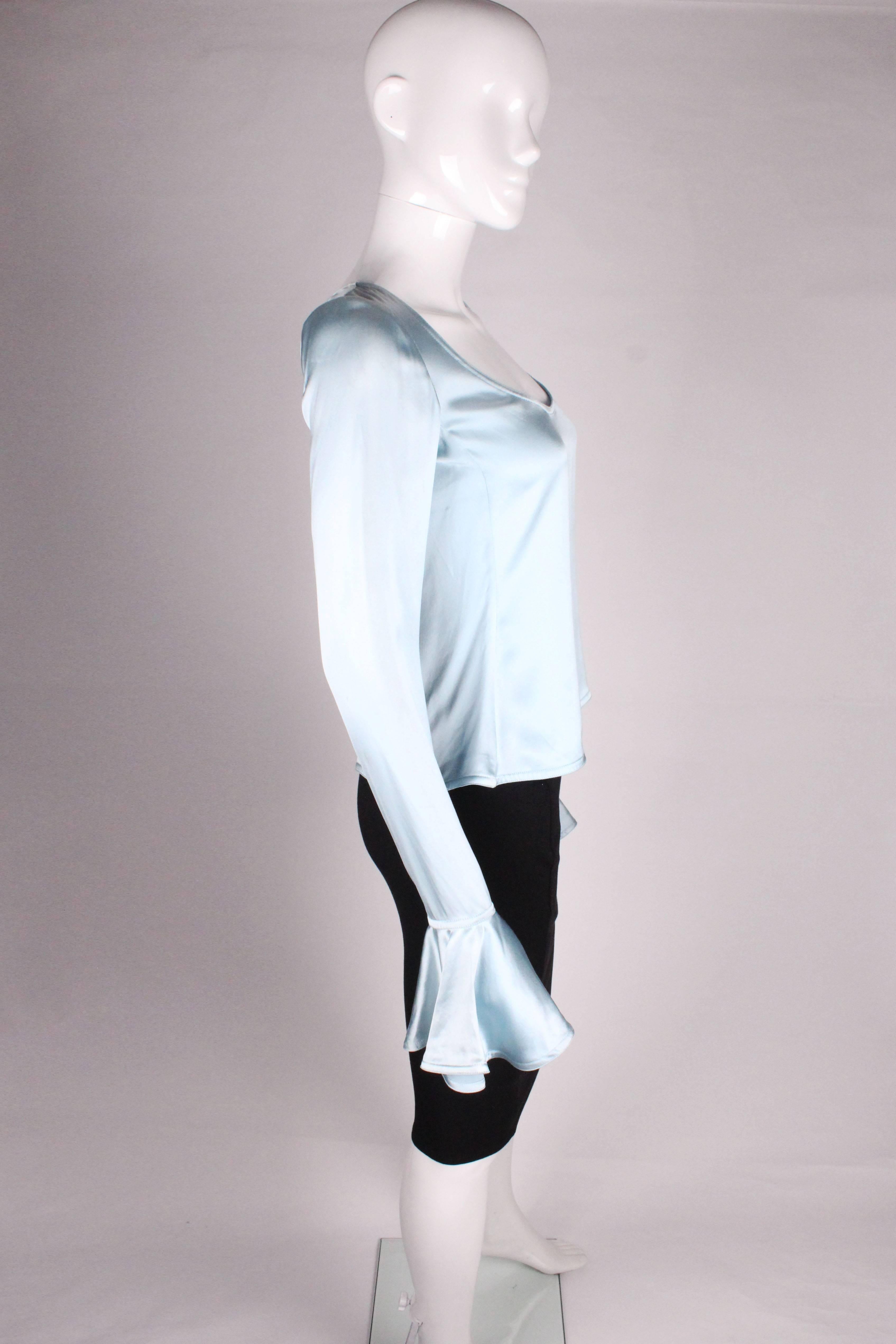 Ice Blue Silk Top by Yves Saint Laurent Rive Gauche In Excellent Condition In London, GB