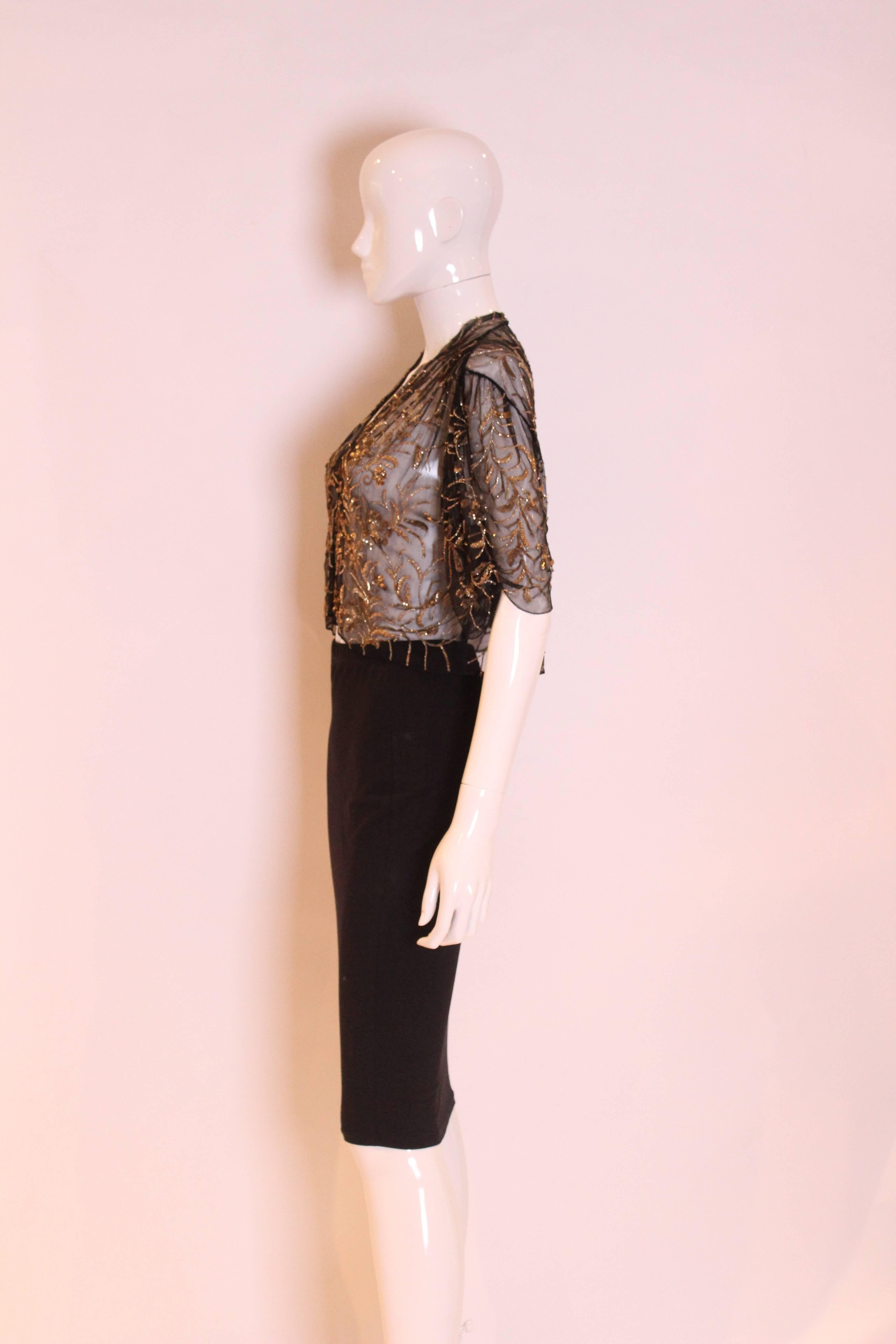 Brown 1920s/30s Net, Bead and Sequin Bolero