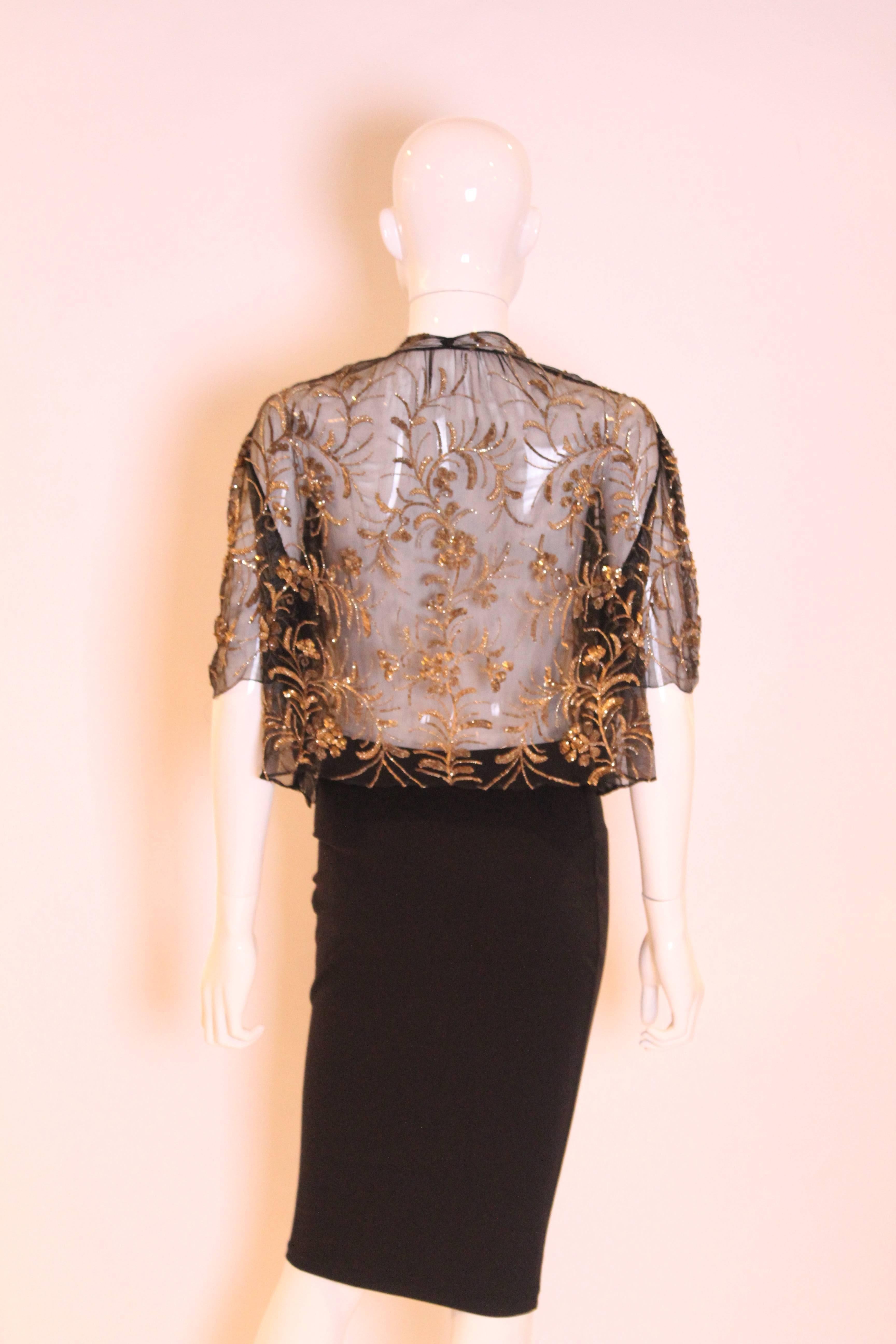 1920s/30s Net, Bead and Sequin Bolero In Good Condition In London, GB