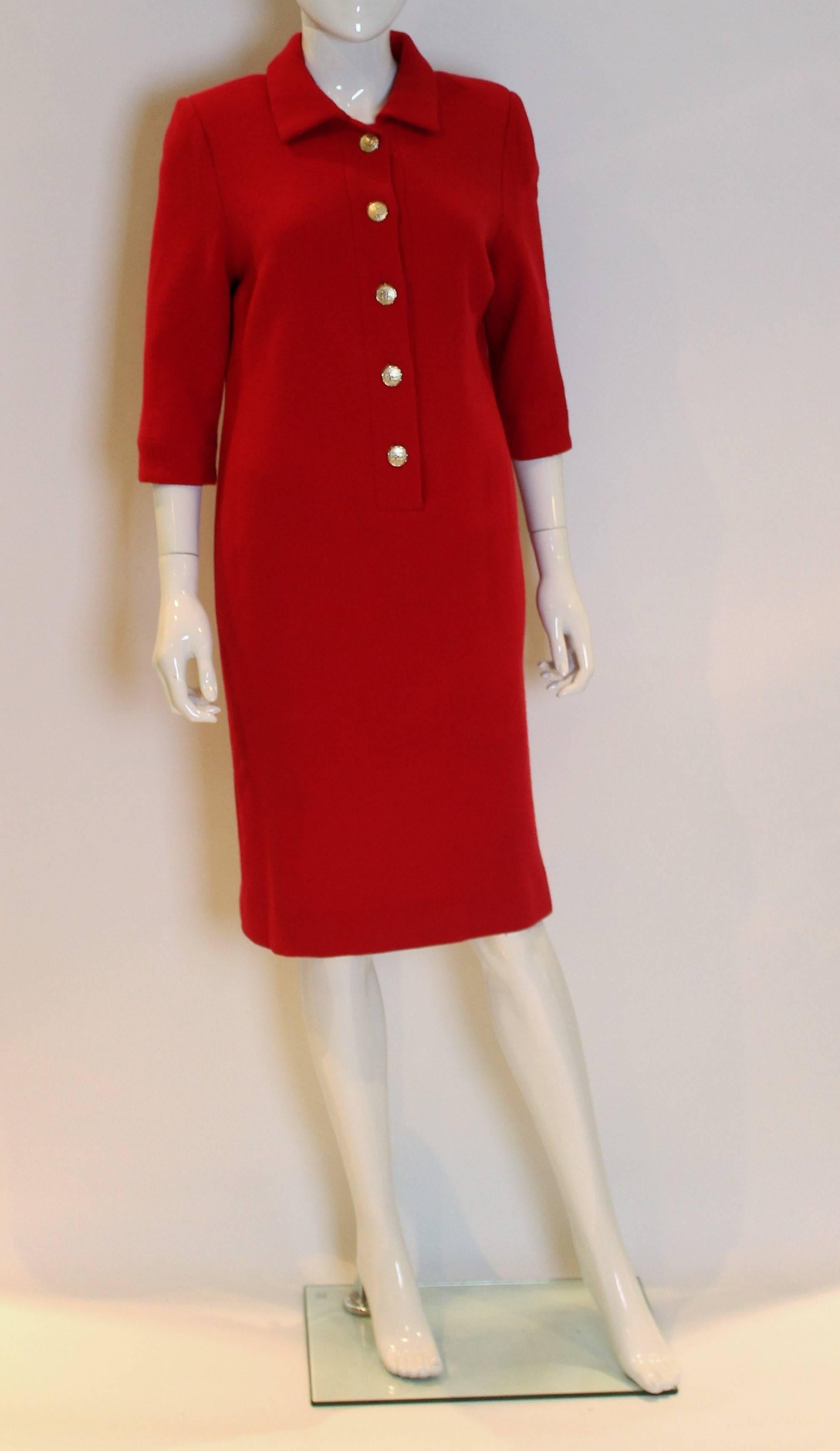 Women's 1980/90s Stewart Parvin Red Wool Crepe Dress