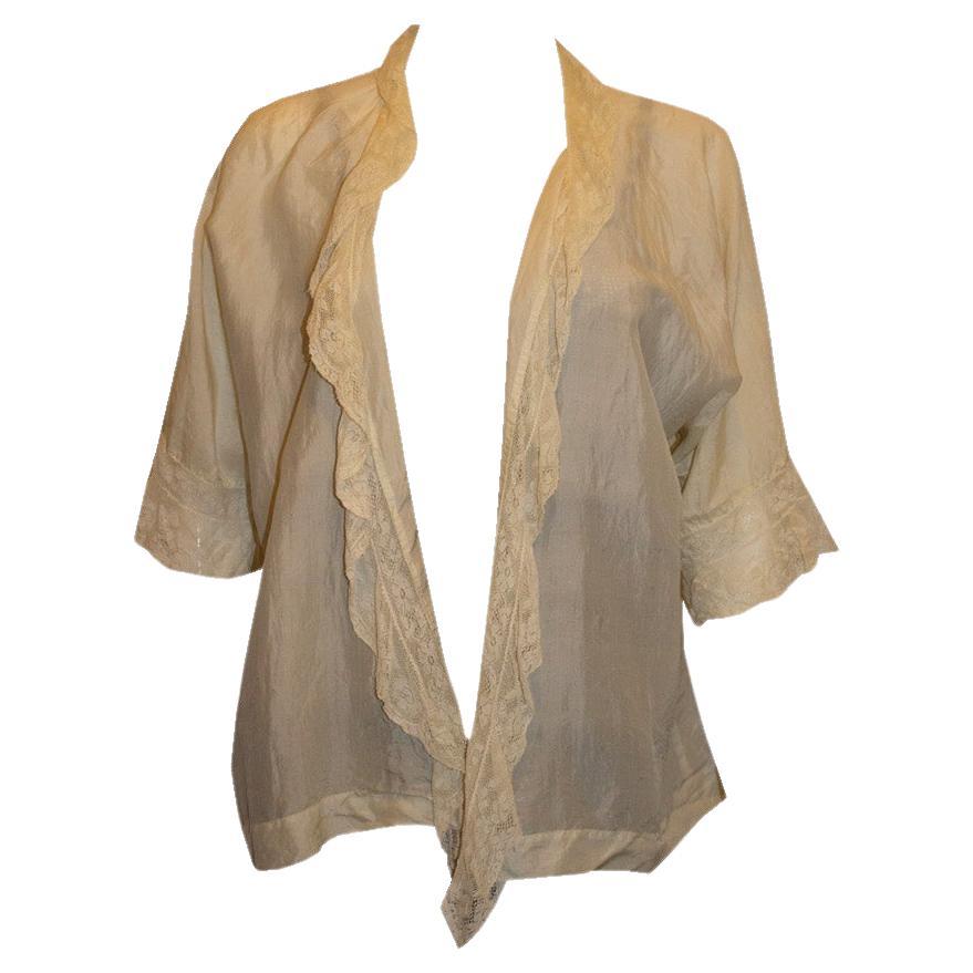 Giacca di seta vintage con dettagli in pizzo