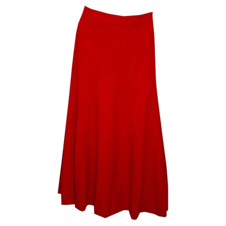 Vintage Escada Red Wool Skirt For Sale