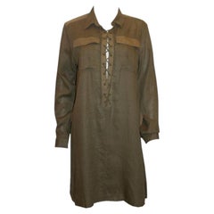 Kahki Summer top with lace up front.