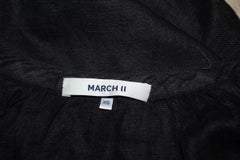 Black linen blouse with white embroidery by March 11
