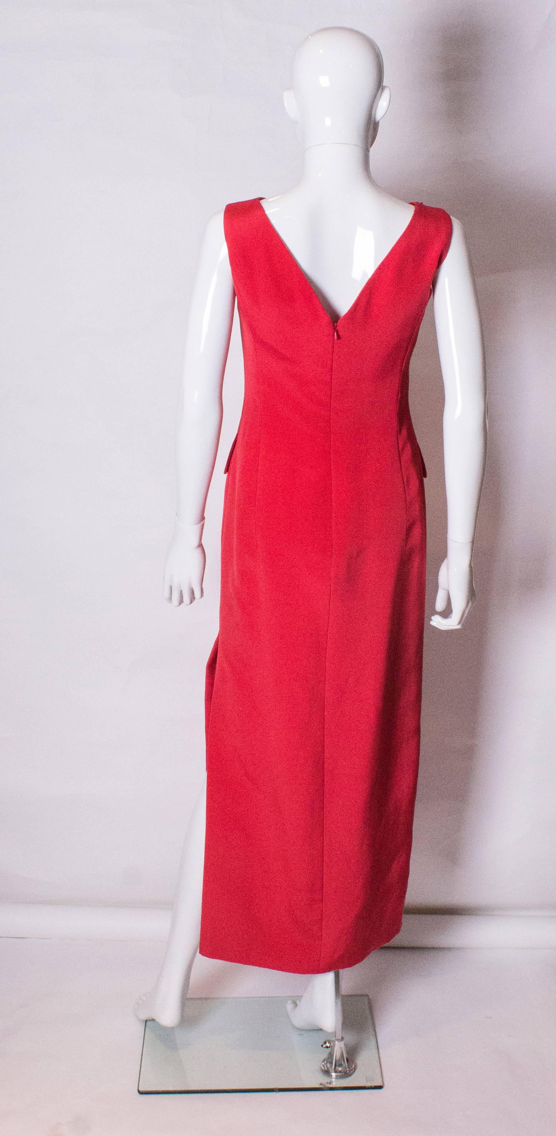 Vintage Red Tomasz Starzewski Evening Gown In Excellent Condition In London, GB