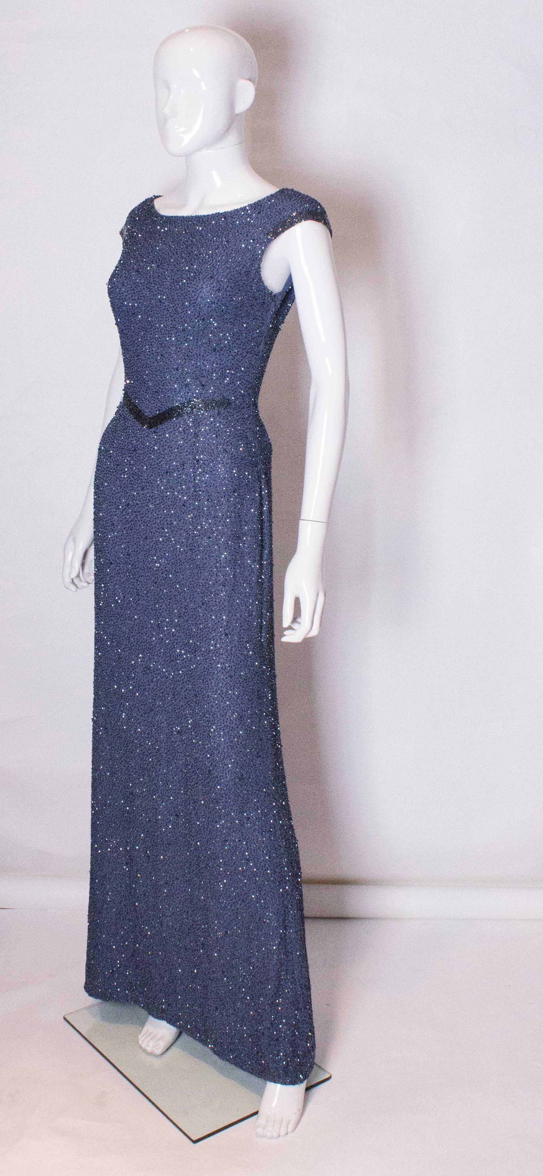 Purple Tomasz Starzewski Beaded and Silk Evening Gown