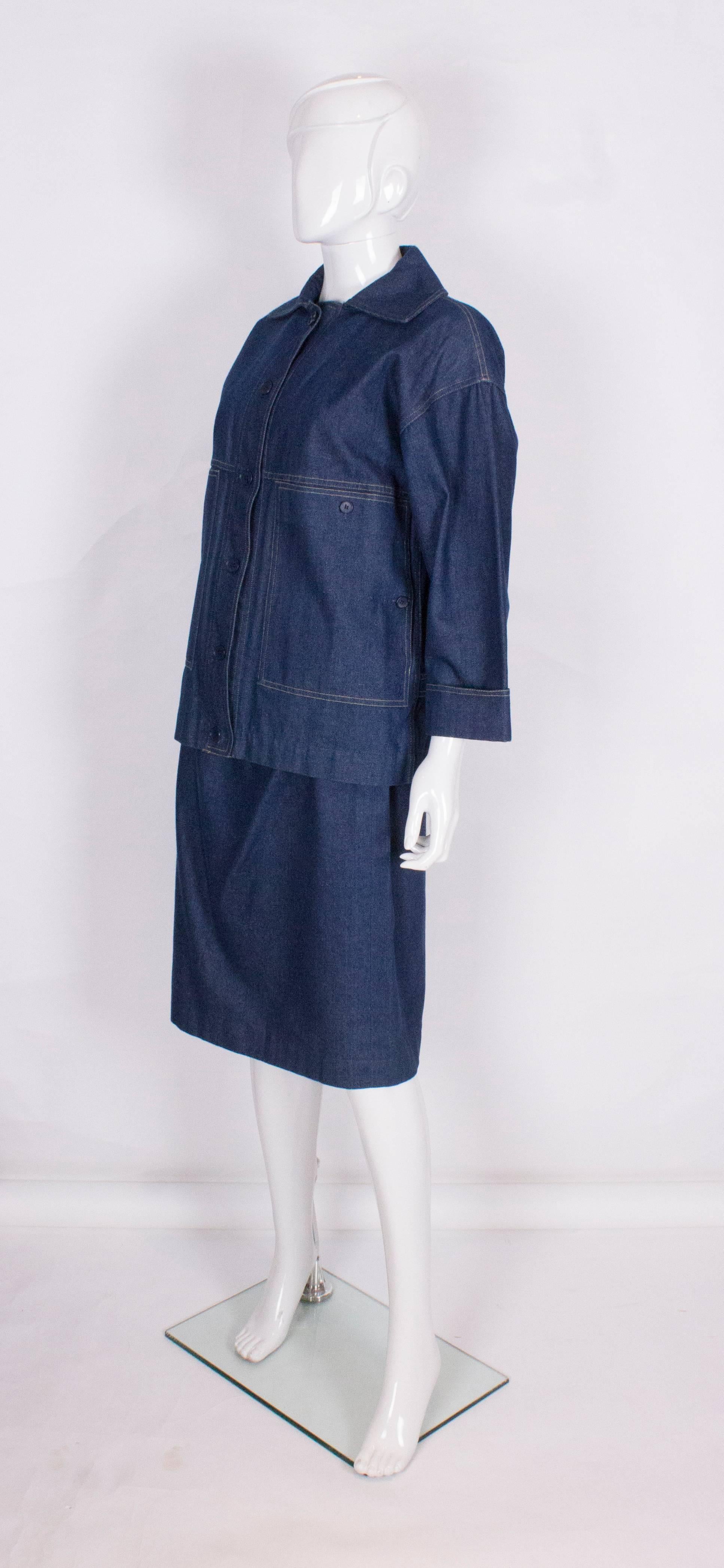 Black Christian Dior Vintage Denim Skirt Suit