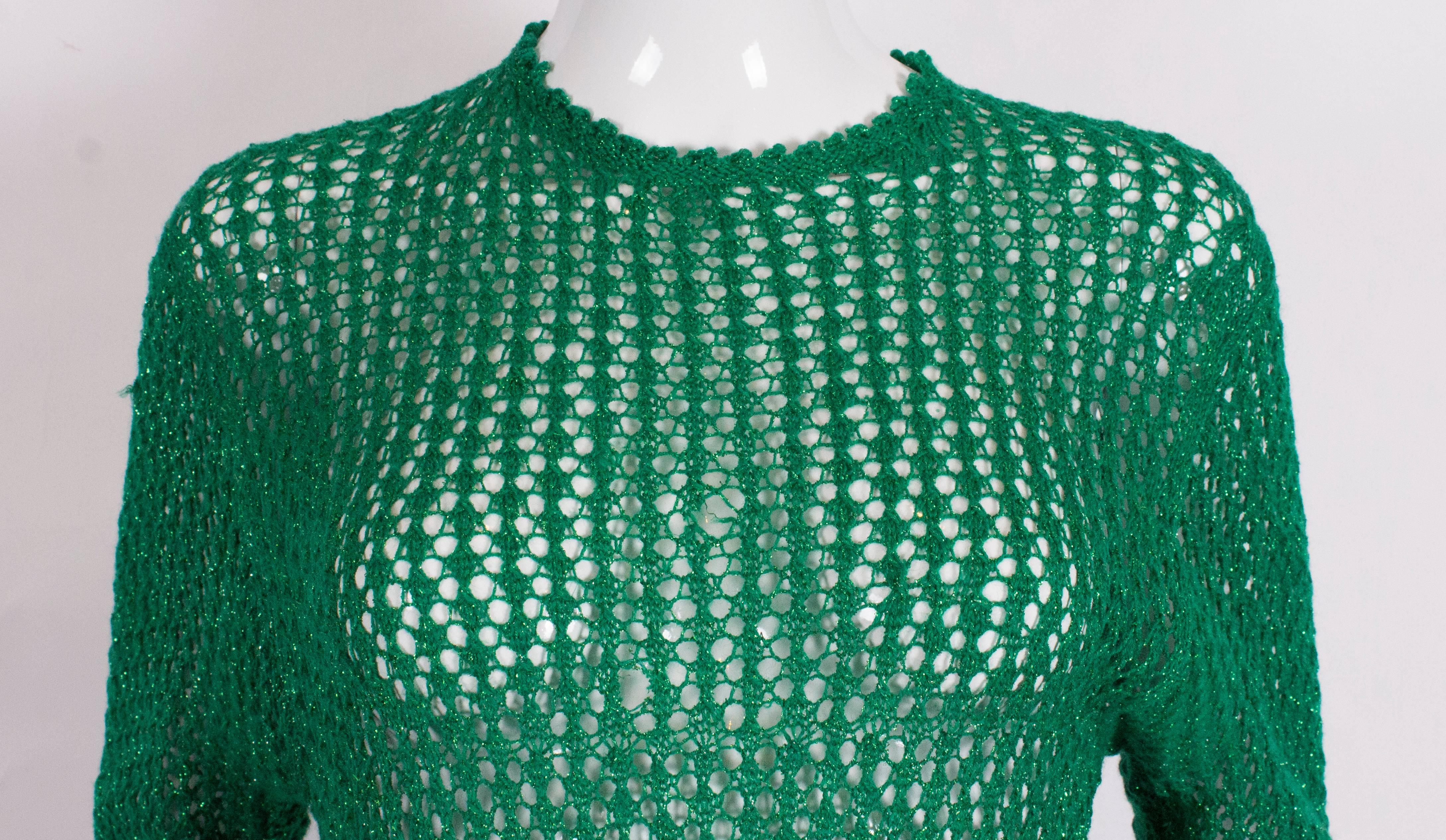 A Sparkly Green Knitted Crochet Dress 1