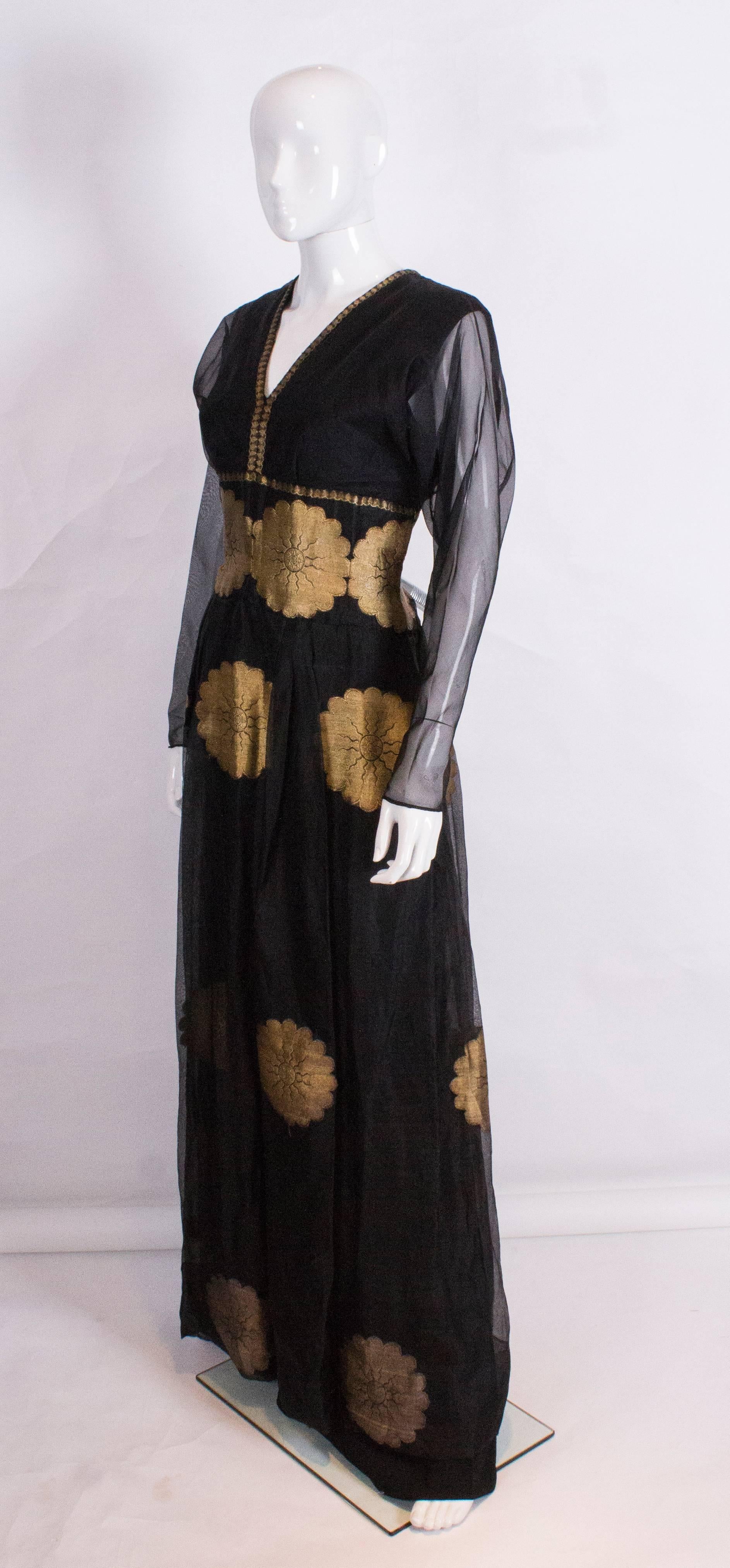 Black Silk Organza Couture Evening Gown