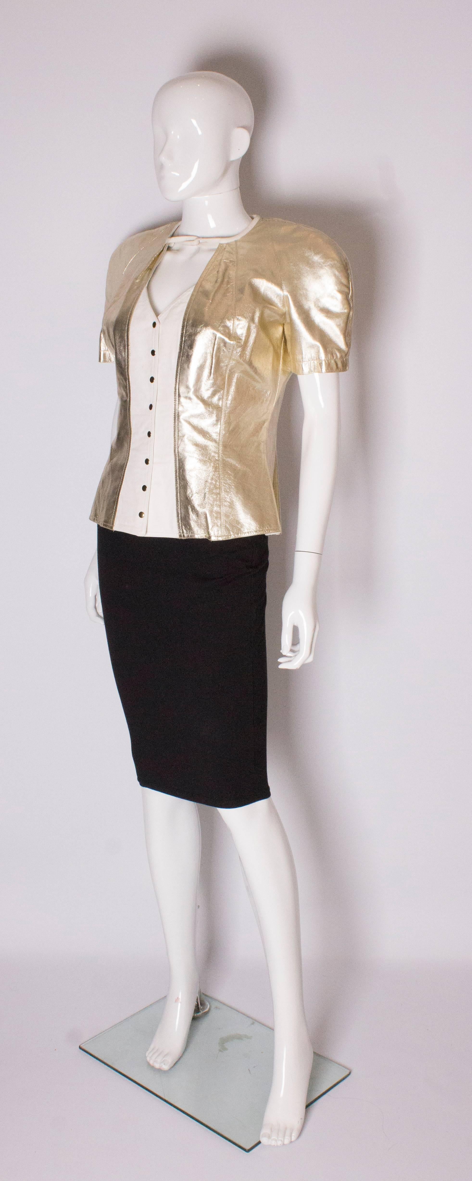 Wynard White and Gold Leather Jacket In Good Condition In London, GB